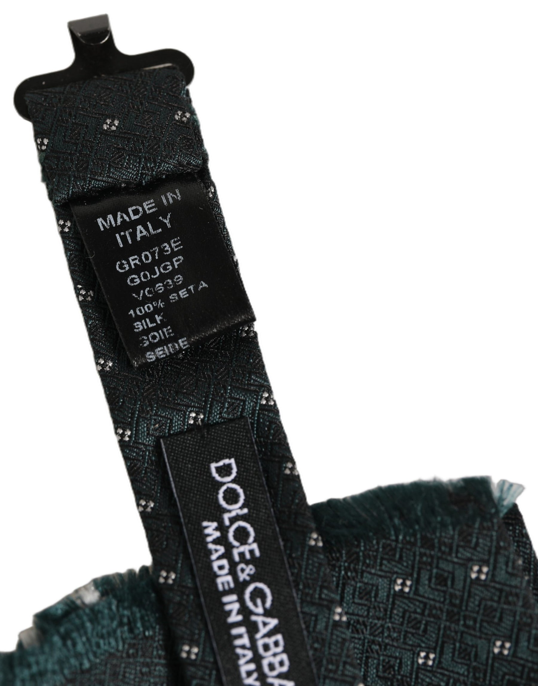 Dolce & Gabbana Men Green Patterned Adjustable Neck Papillon Bow Tie | Regal Royce