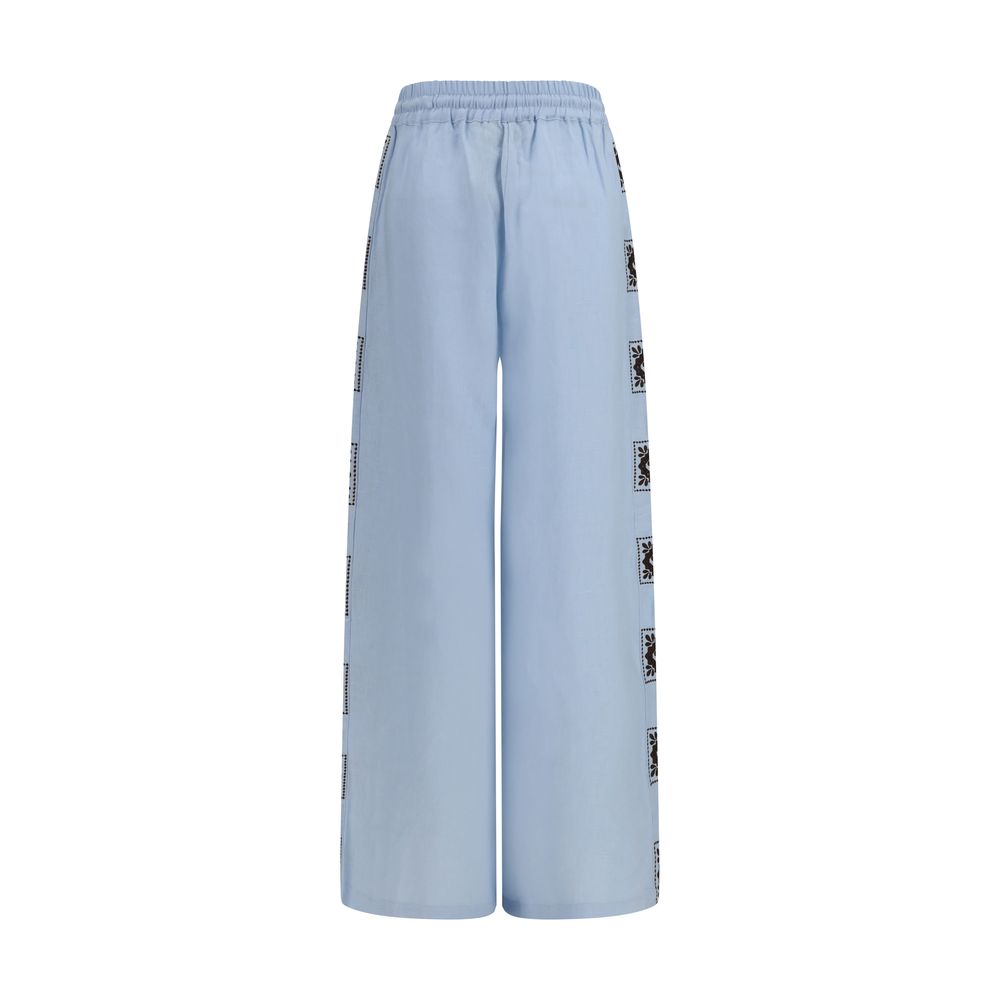 Alemais Blue Linen Casual Pants | Regal Royce