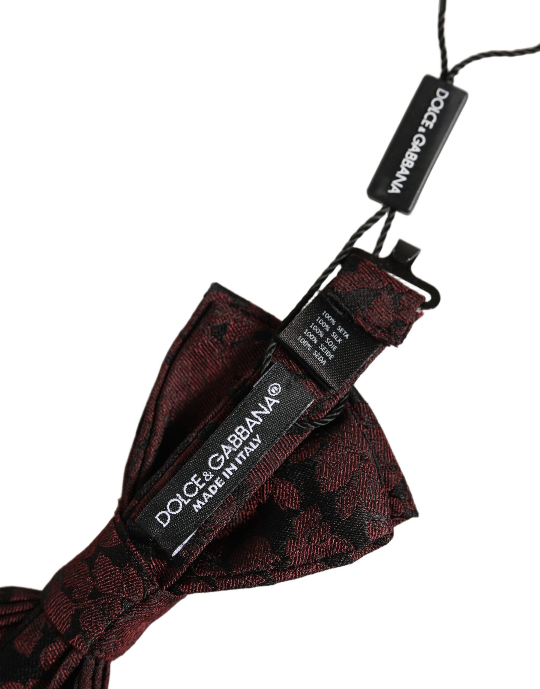 Dolce & Gabbana Men Maroon Floral Silk Adjustable Neck Bow Tie | Regal Royce