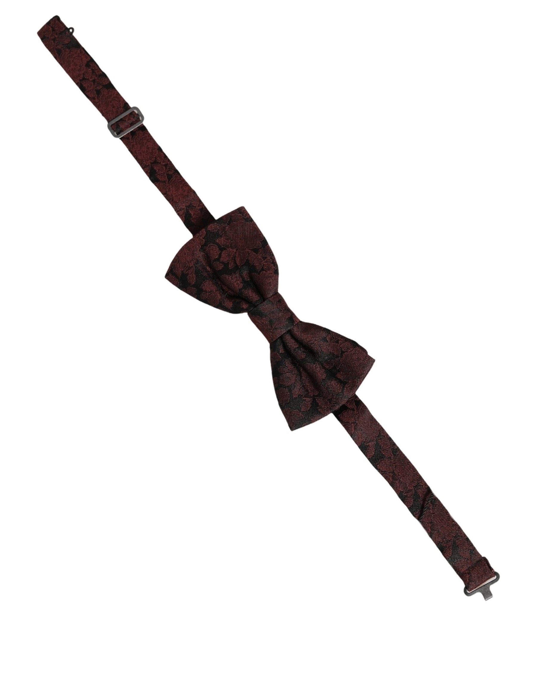 Dolce & Gabbana Men Maroon Floral Silk Adjustable Neck Bow Tie | Regal Royce