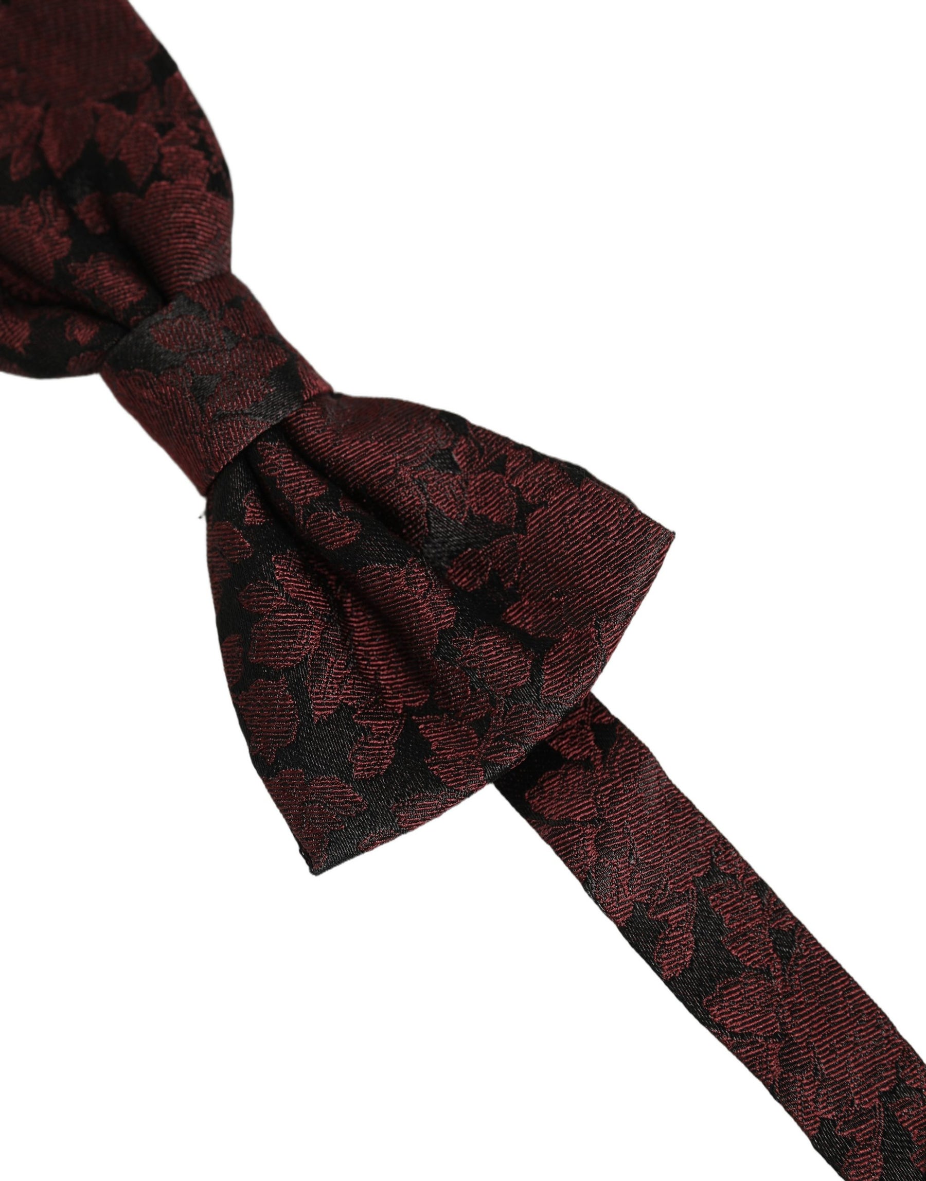 Dolce & Gabbana Men Maroon Floral Silk Adjustable Neck Bow Tie | Regal Royce