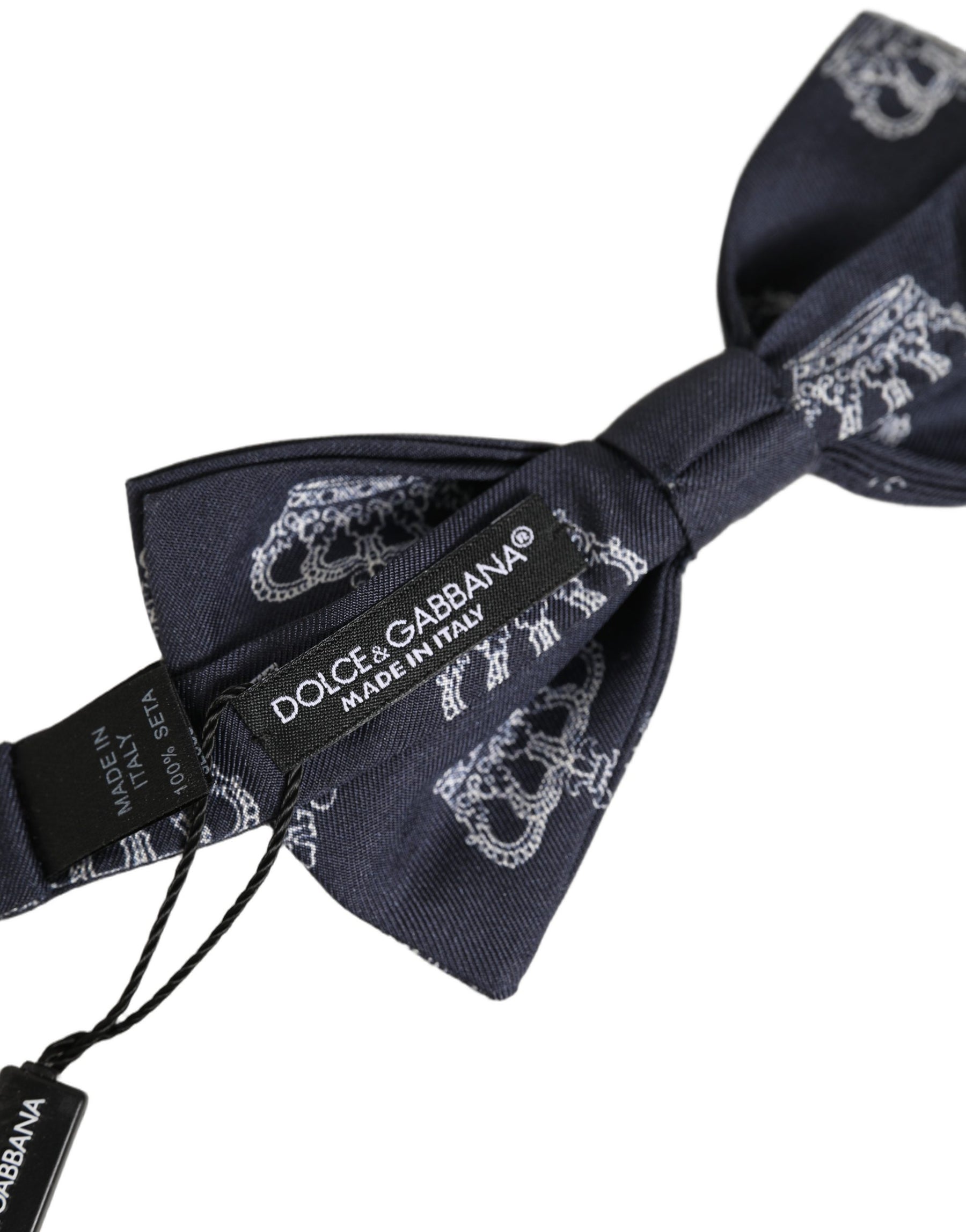 Dolce & Gabbana Men Black Crown Silk Adjustable Neck Papillon Bow Tie | Regal Royce