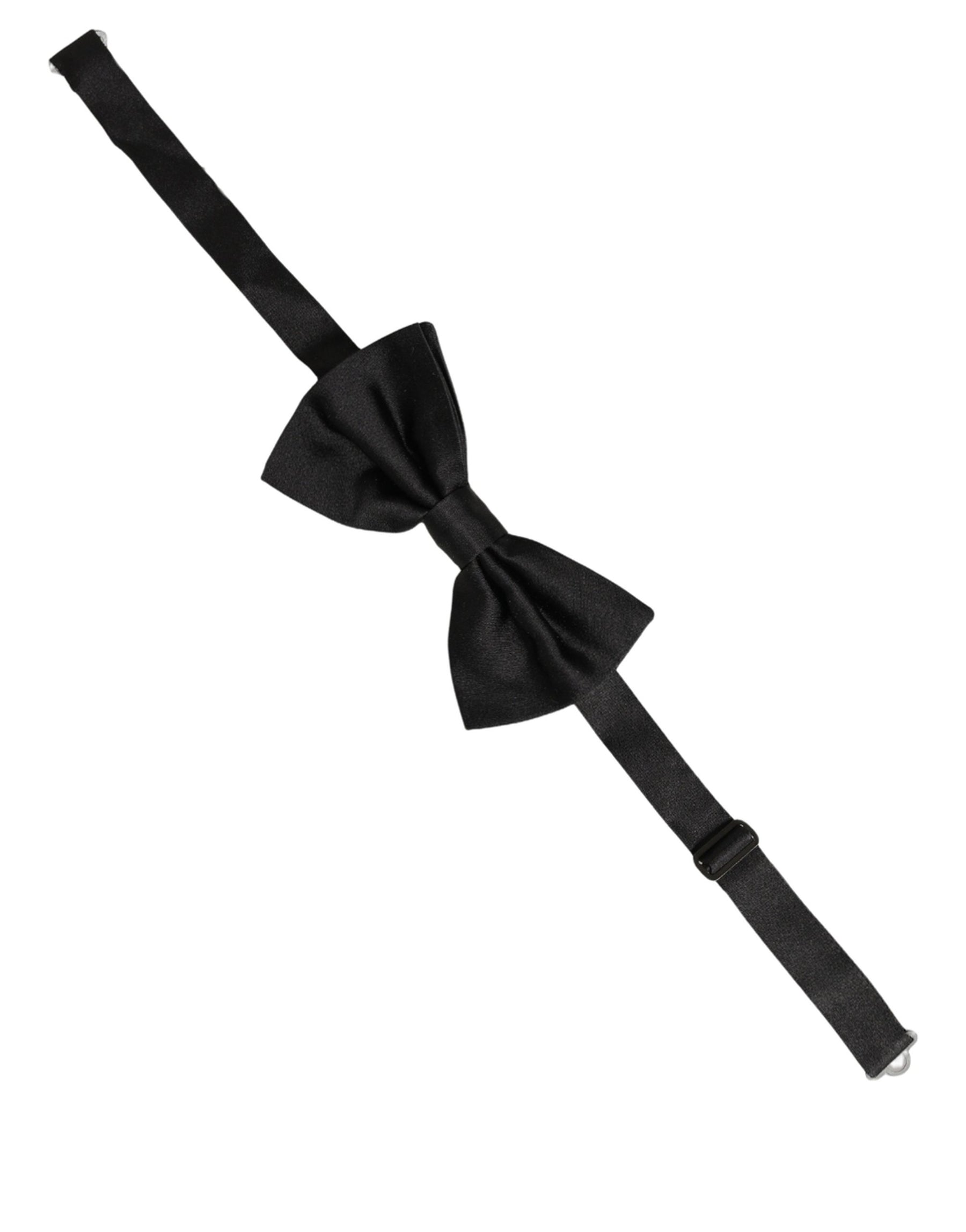 Dolce & Gabbana Men Black 100% Silk Adjustable Neck Papillon Bow Tie | Regal Royce