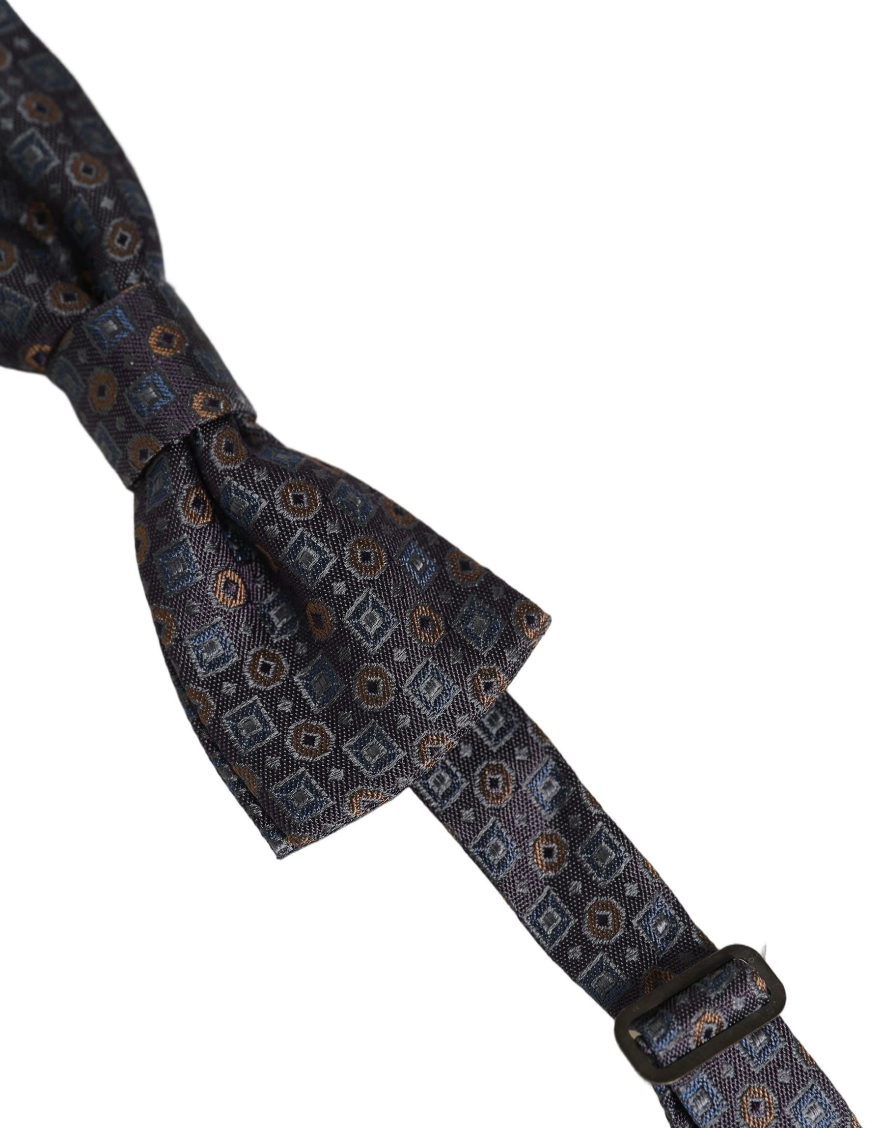 Dolce & Gabbana Men Dark Gray Geometric Adjustable Neck Bow Tie | Regal Royce