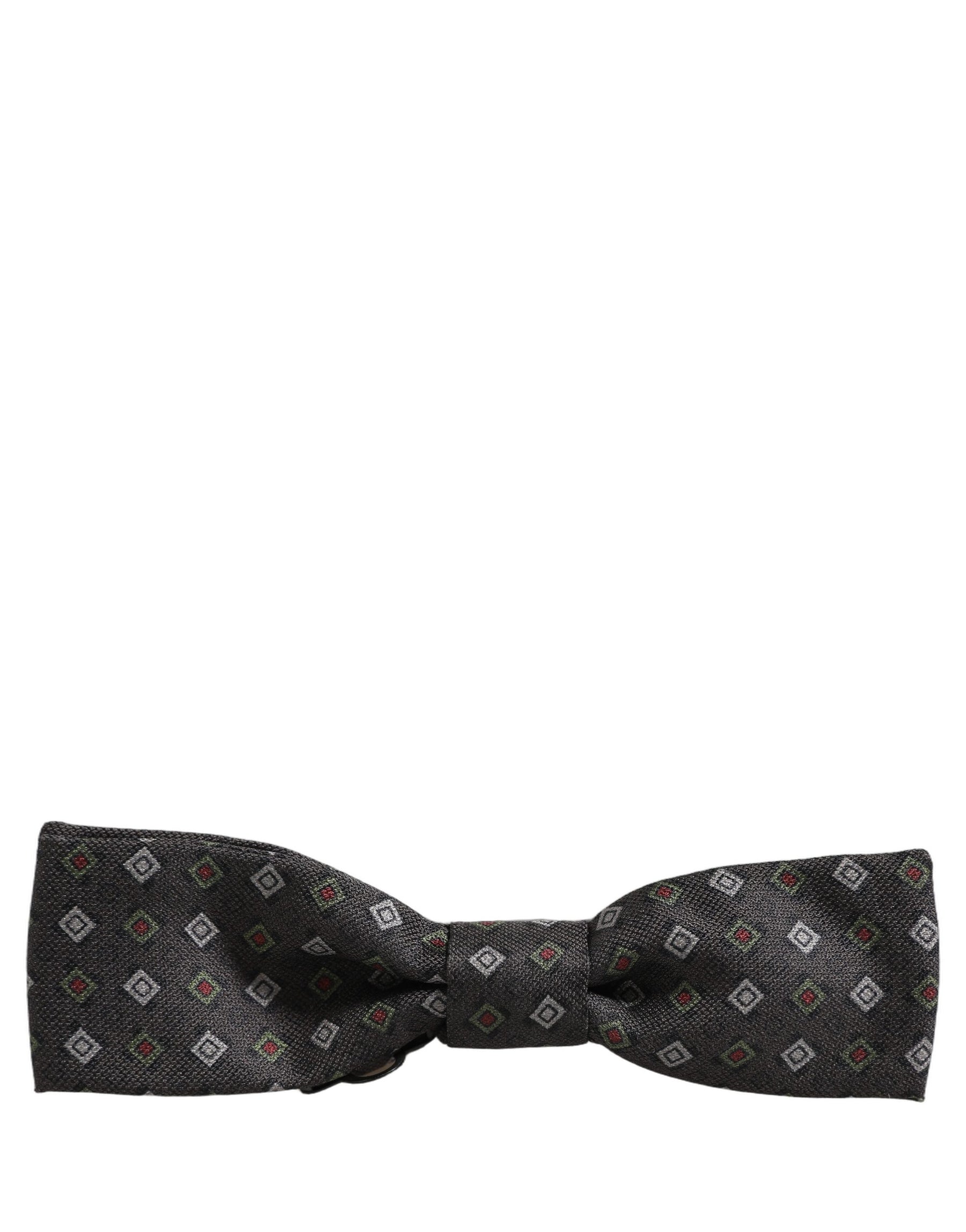 Dolce & Gabbana Men Dark Gray Geometric Adjustable Bow Tie | Regal Royce