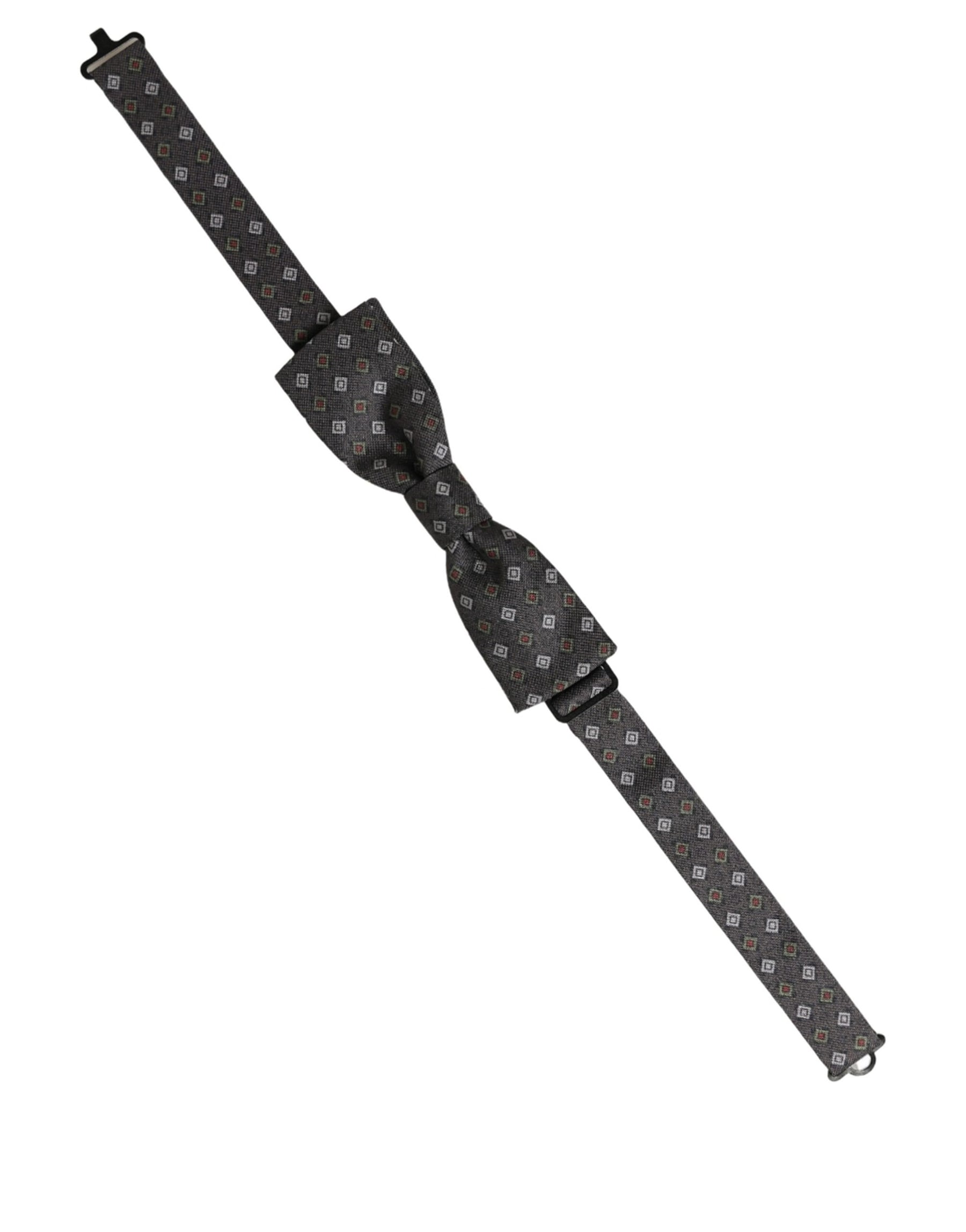 Dolce & Gabbana Men Dark Gray Geometric Adjustable Bow Tie | Regal Royce