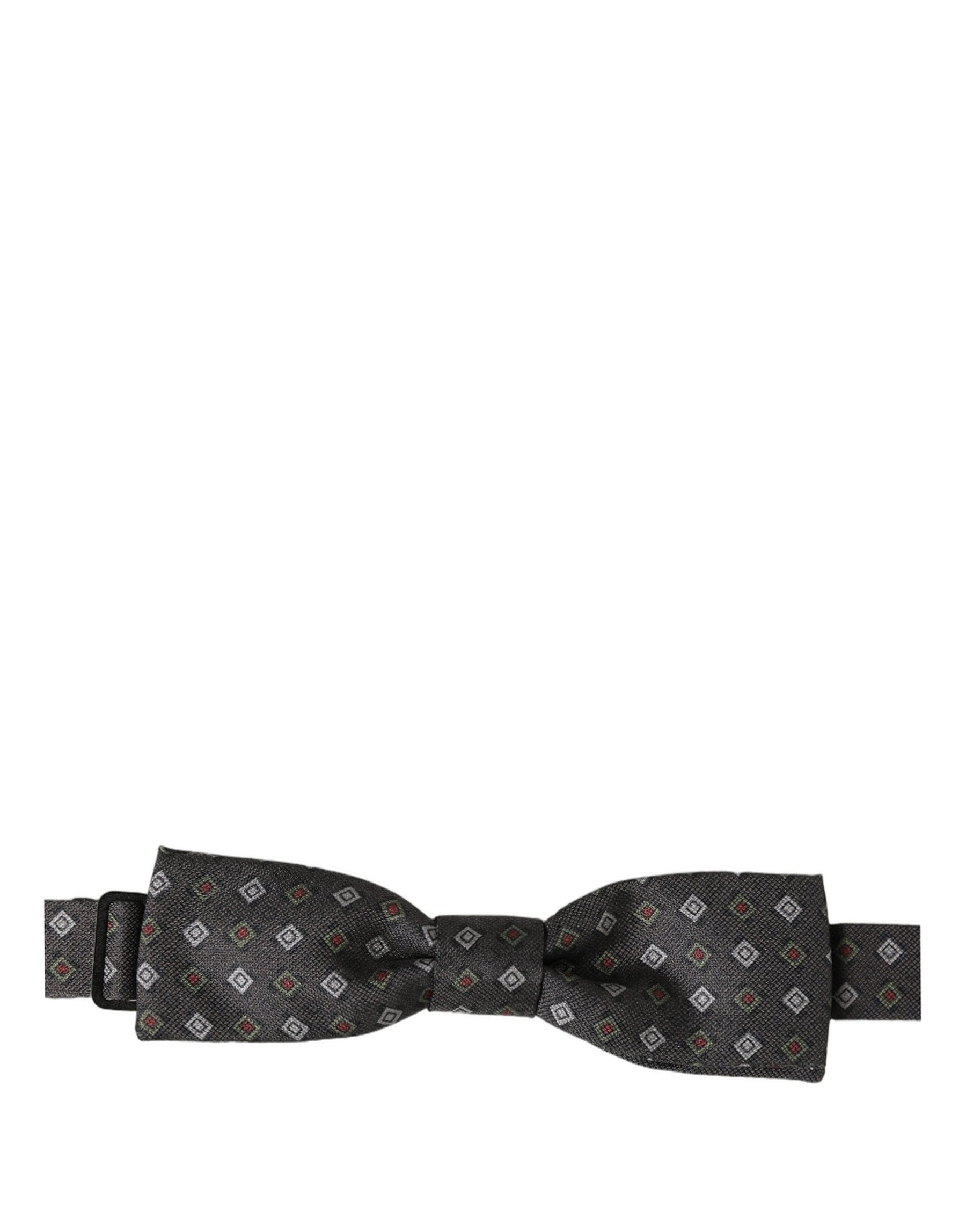 Dolce & Gabbana Men Dark Gray Geometric Adjustable Bow Tie | Regal Royce