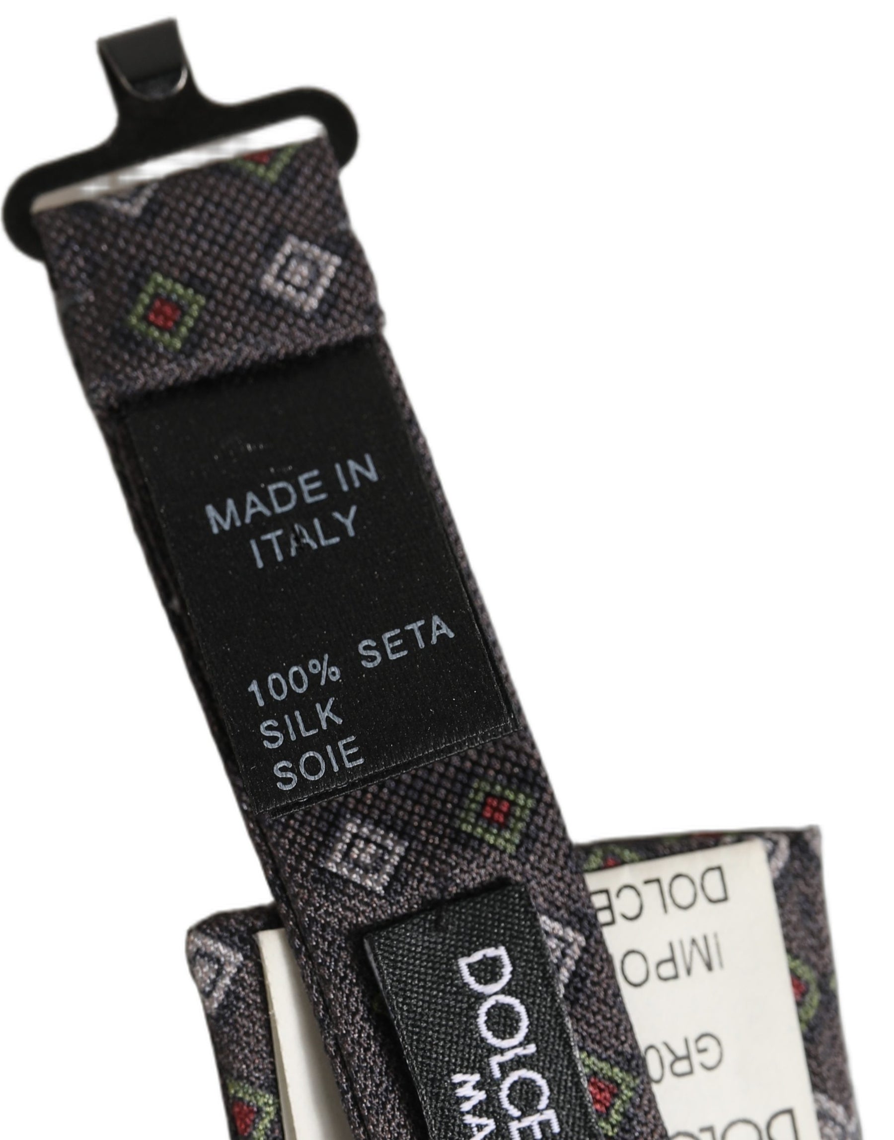 Dolce & Gabbana Men Dark Gray Geometric Adjustable Bow Tie | Regal Royce