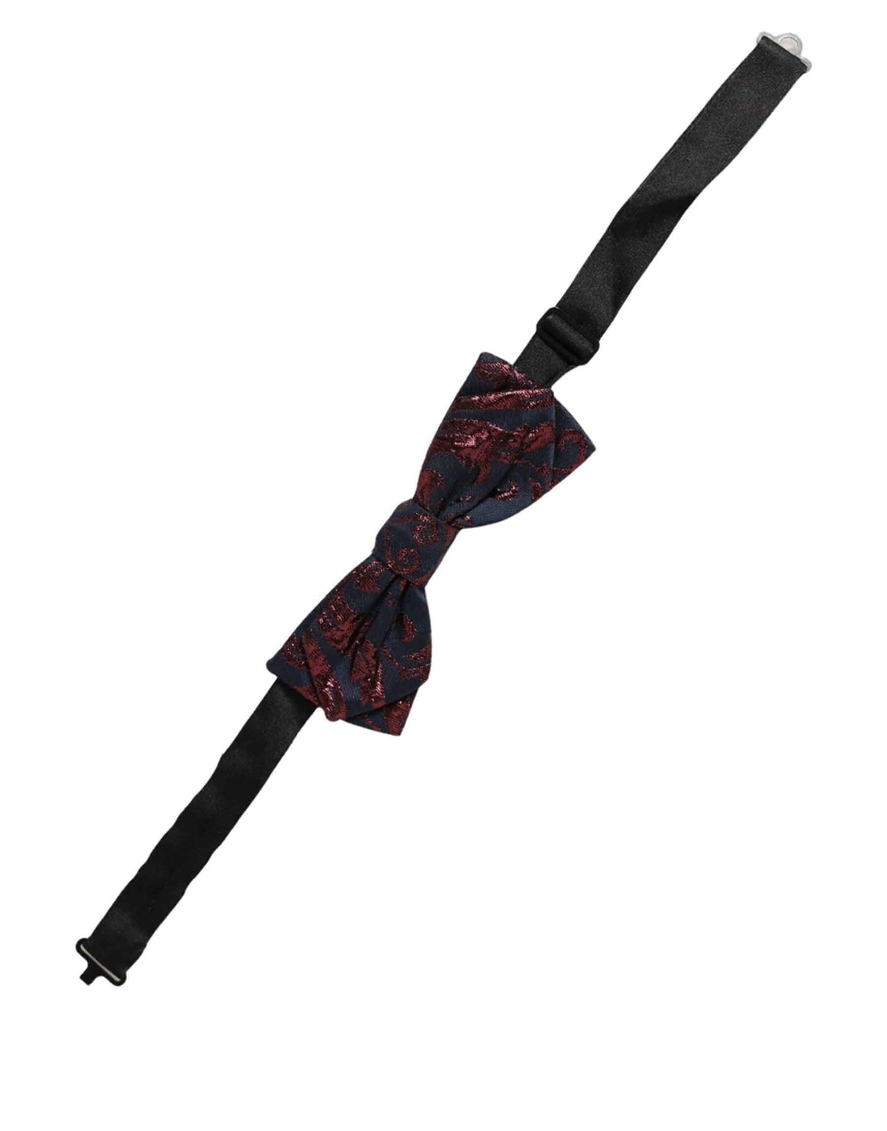 Dolce & Gabbana Men Blue Red Paisley Adjustable Neck Papillon Bow Tie | Regal Royce