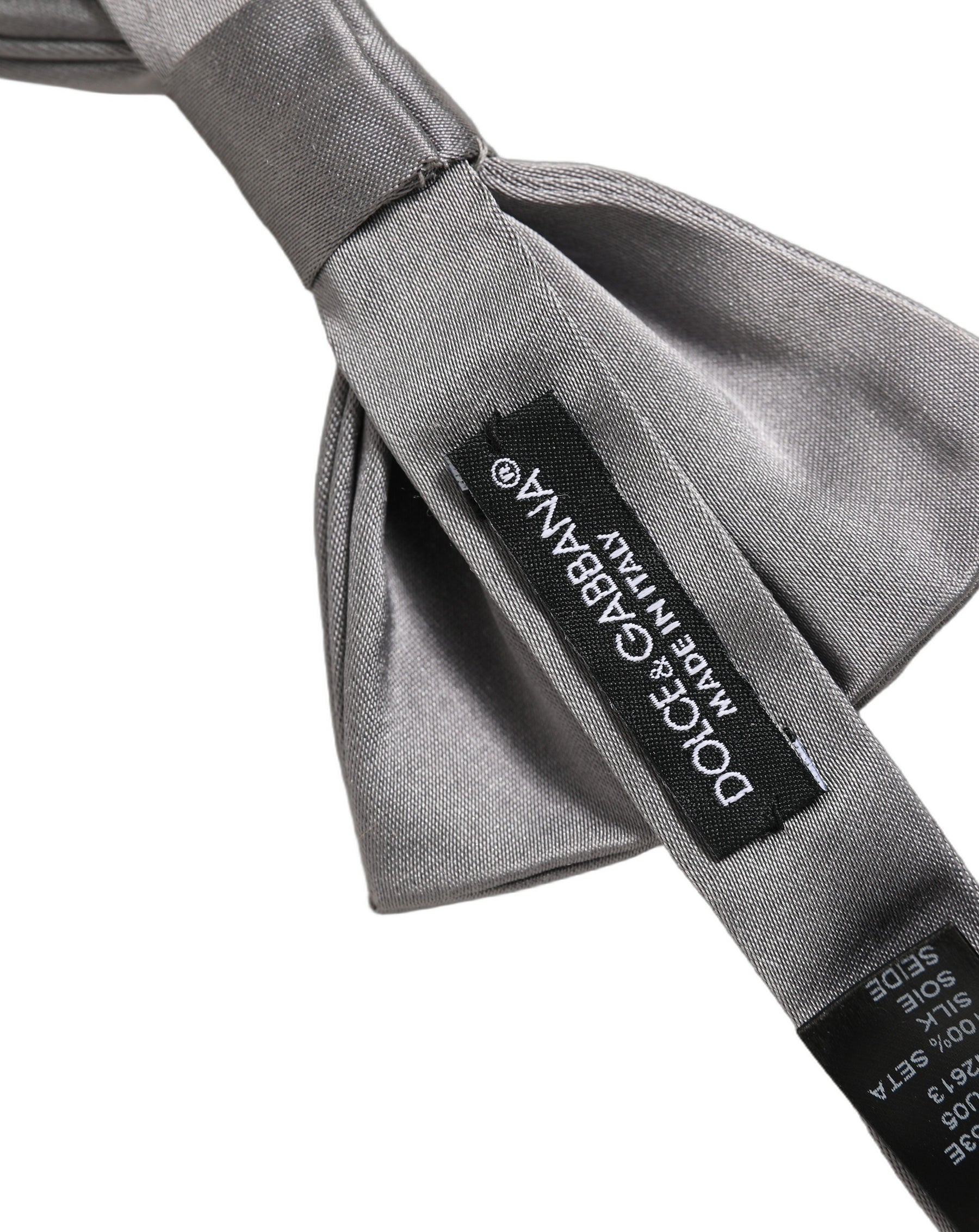 Dolce & Gabbana Men Gray 100% Silk Adjustable Neck Papillon Bow Tie | Regal Royce