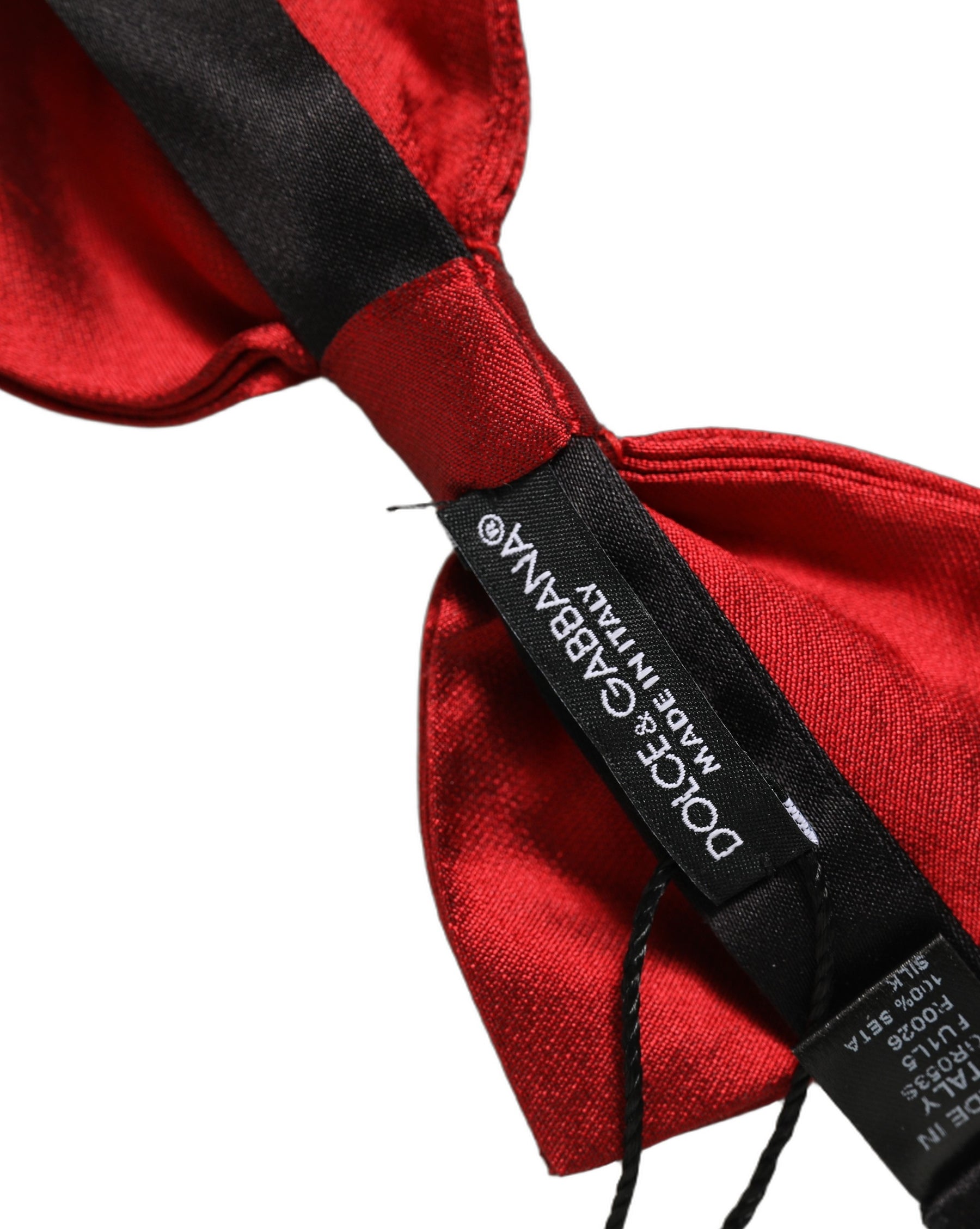 Dolce & Gabbana Men Black Red Silk Adjustable Neck Papillon Bow Tie | Regal Royce