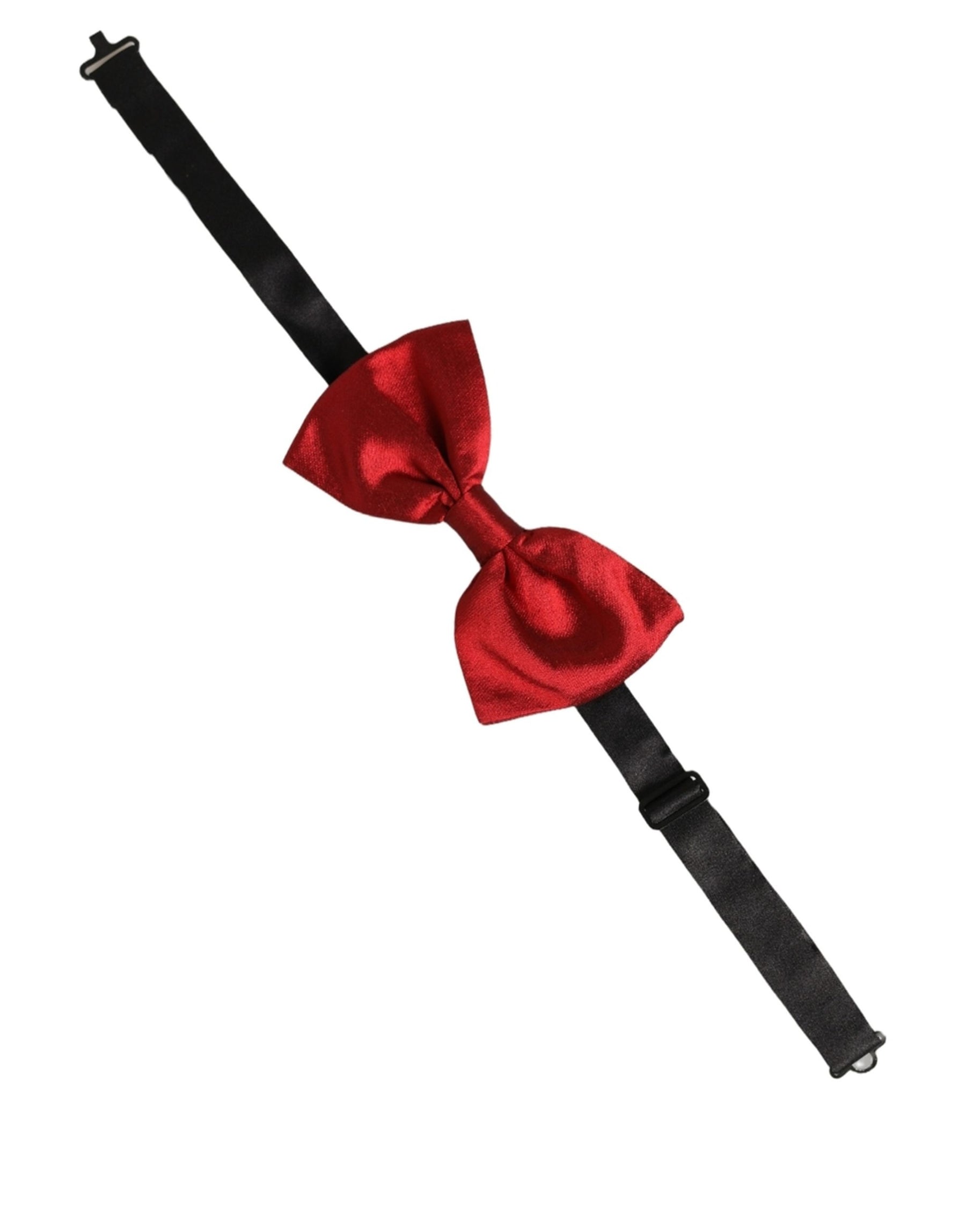 Dolce & Gabbana Men Black Red Silk Adjustable Neck Papillon Bow Tie | Regal Royce