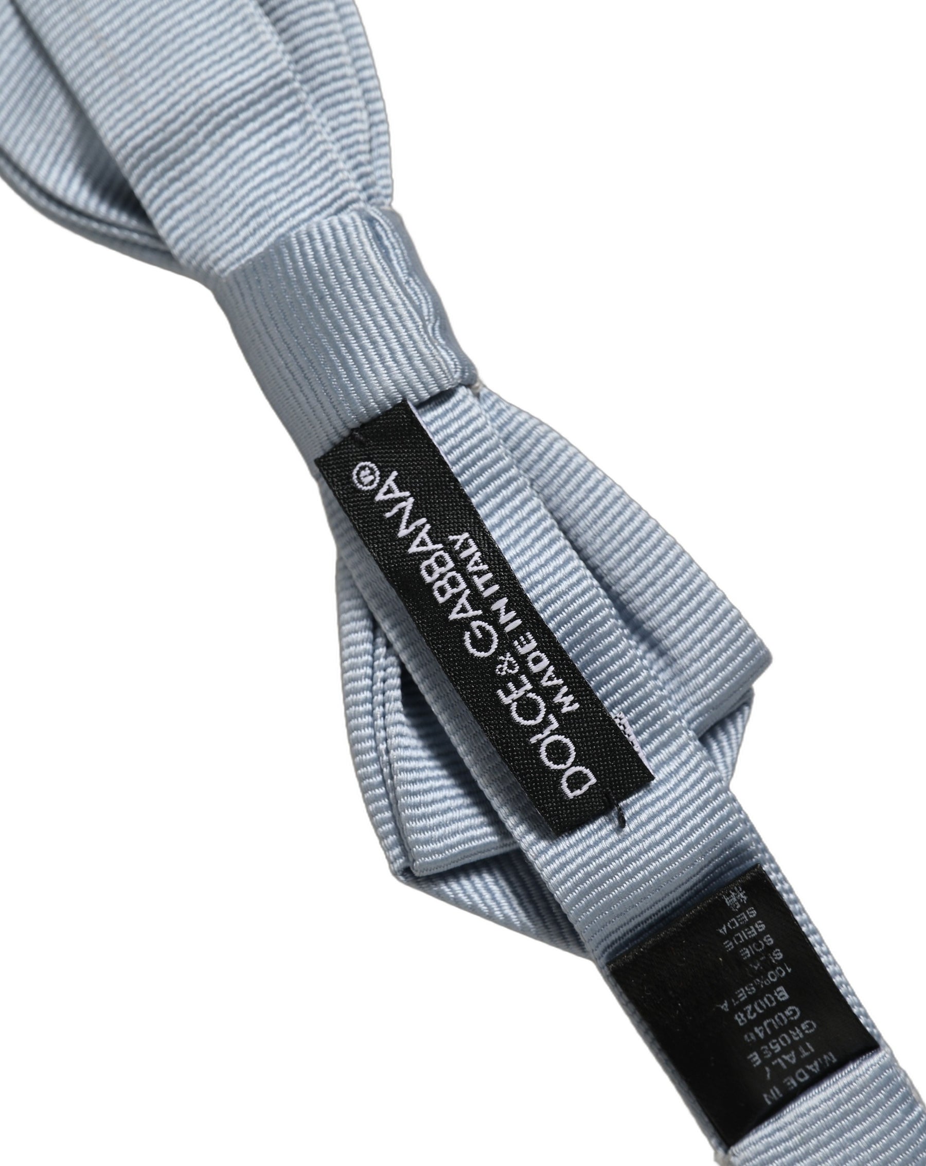Dolce & Gabbana Men Light Blue Silk Adjustable Neck Papillon Bow Tie | Regal Royce