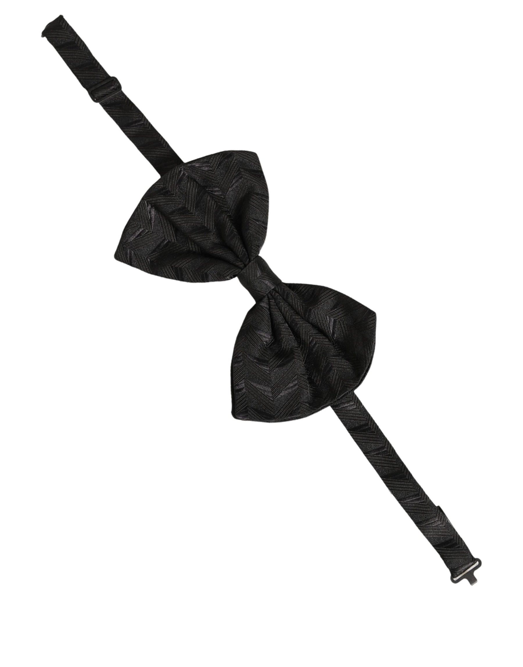 Dolce & Gabbana Men Black Patterned Adjustable Neck Papillon Bow Tie | Regal Royce