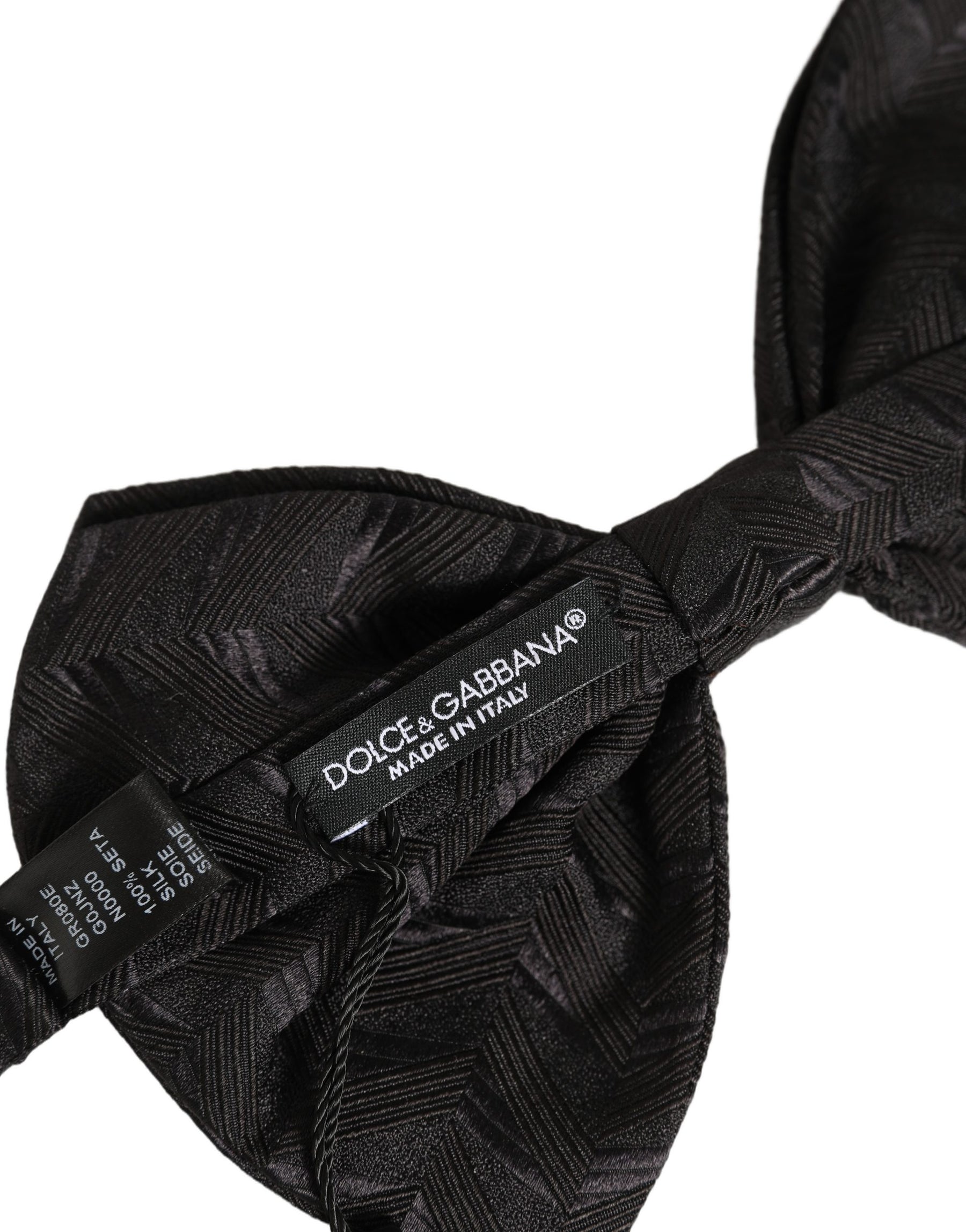 Dolce & Gabbana Men Black Patterned Adjustable Neck Papillon Bow Tie | Regal Royce