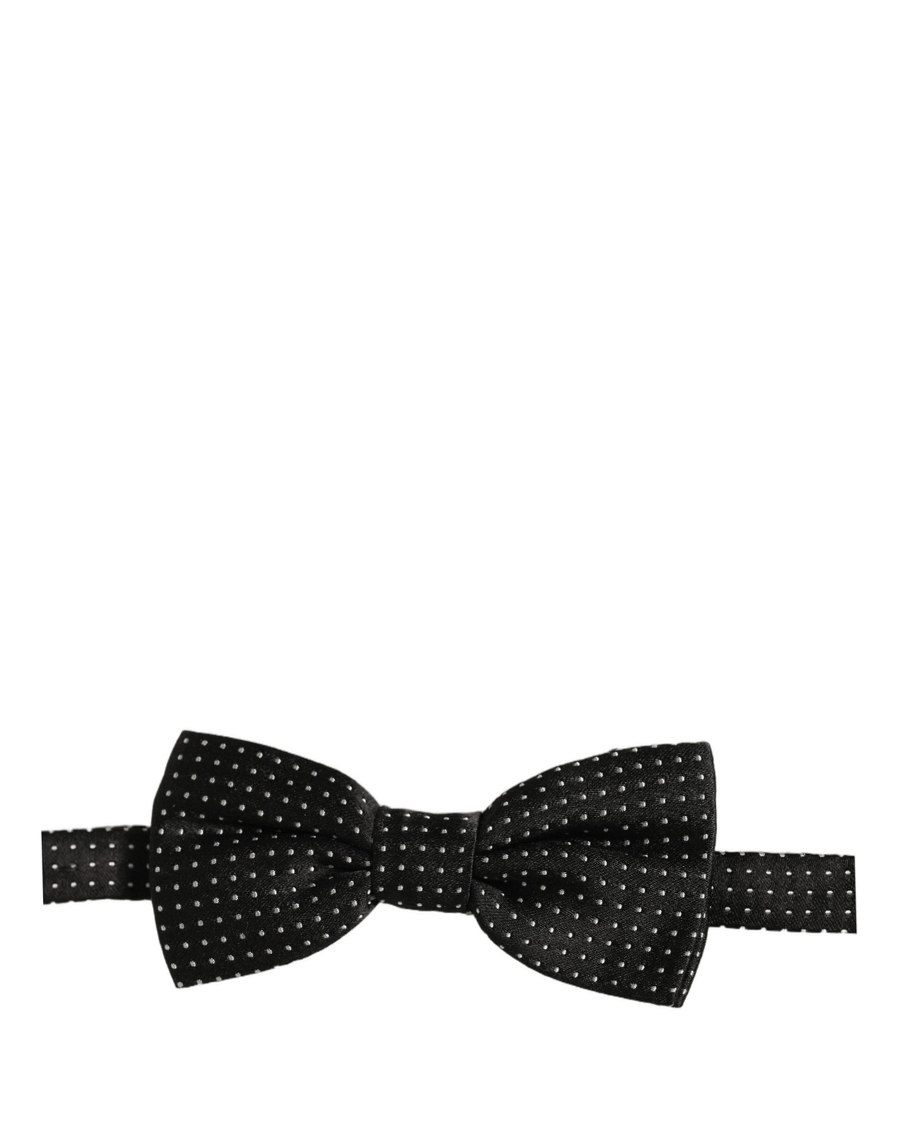 Dolce & Gabbana Men Black White PolkaDot Adjustable Bow Tie | Regal Royce