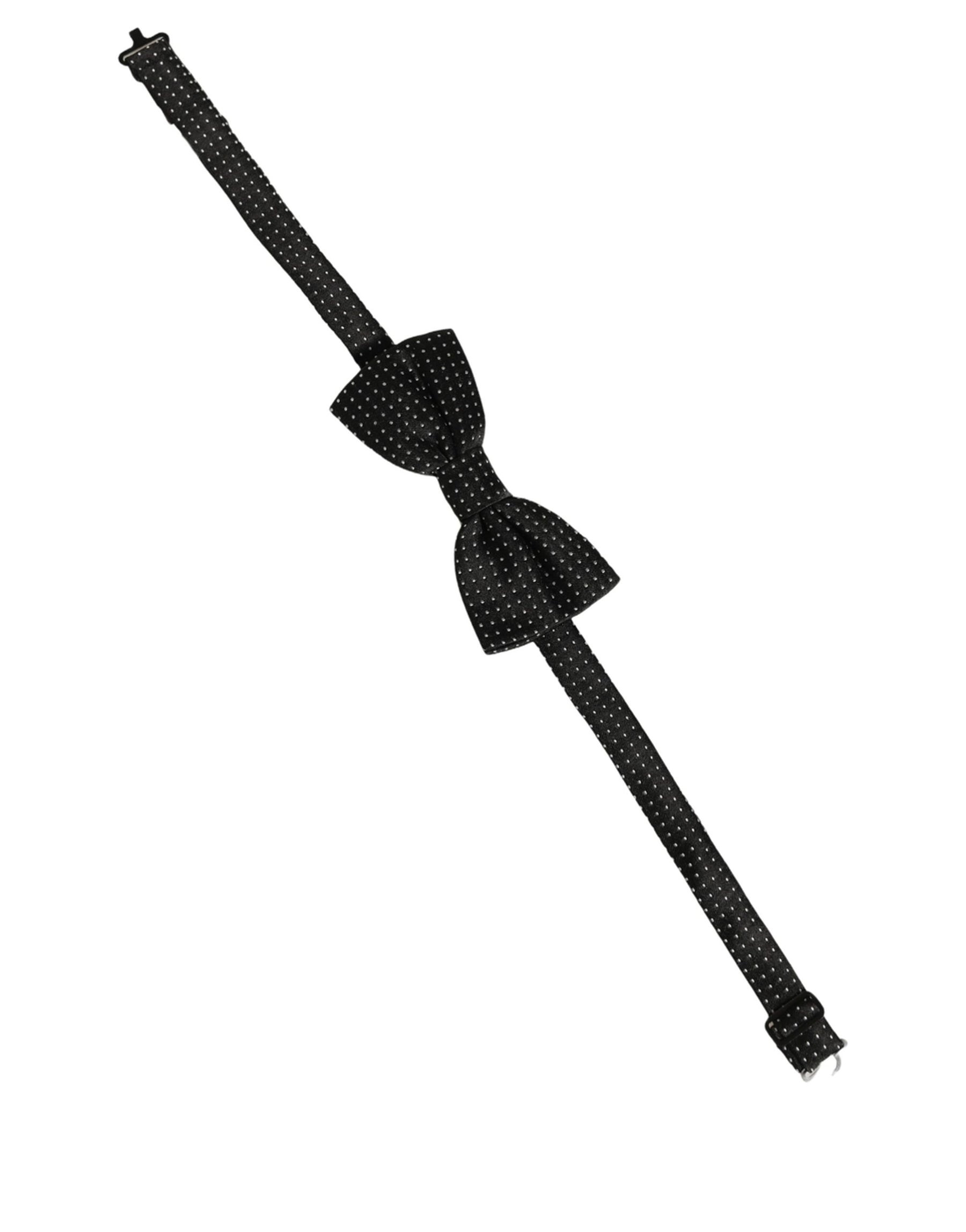 Dolce & Gabbana Men Black White PolkaDot Adjustable Bow Tie | Regal Royce