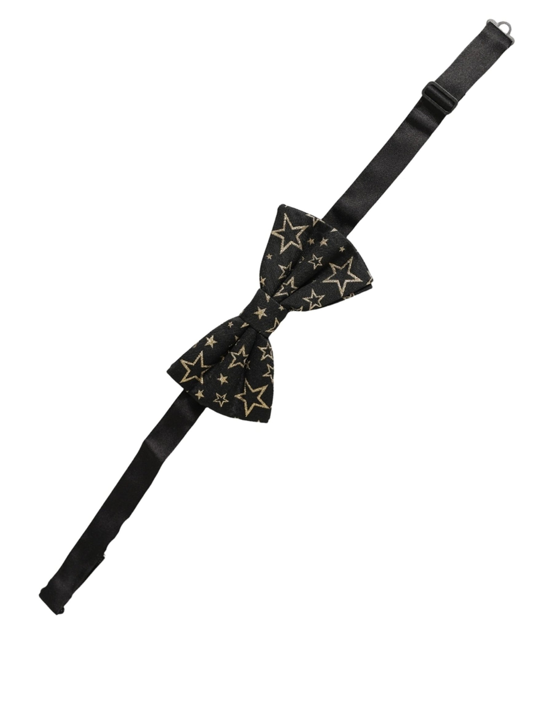 Dolce & Gabbana Men Black Star 100% Silk Adjustable Neck Papillon Bow Tie | Regal Royce