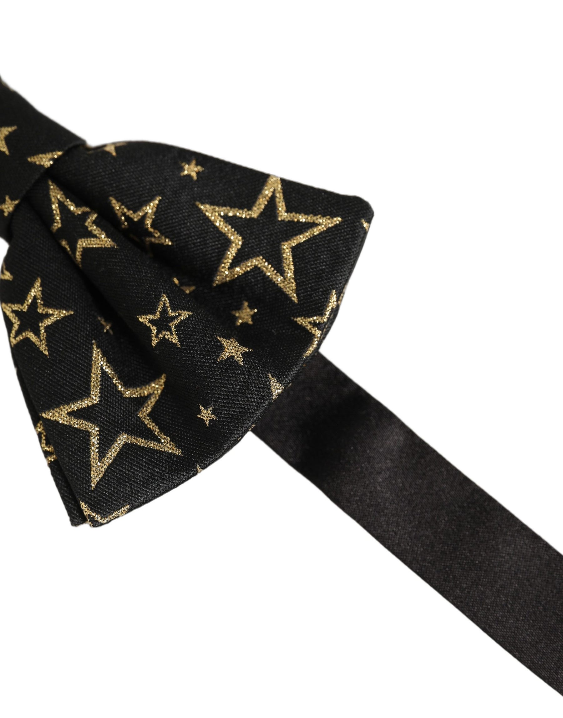 Dolce & Gabbana Men Black Star 100% Silk Adjustable Neck Papillon Bow Tie | Regal Royce