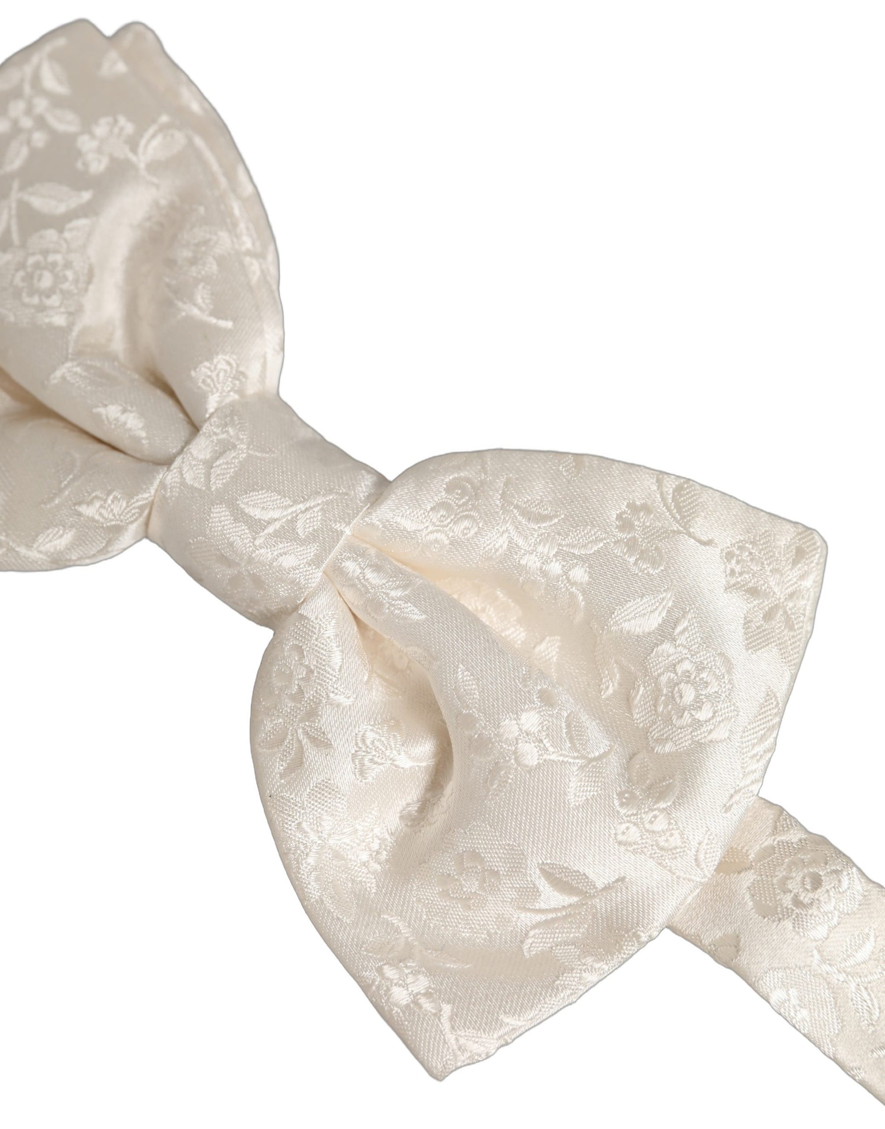 Dolce & Gabbana Men White Floral Silk Adjustable Neck Papillon BowTie | Regal Royce