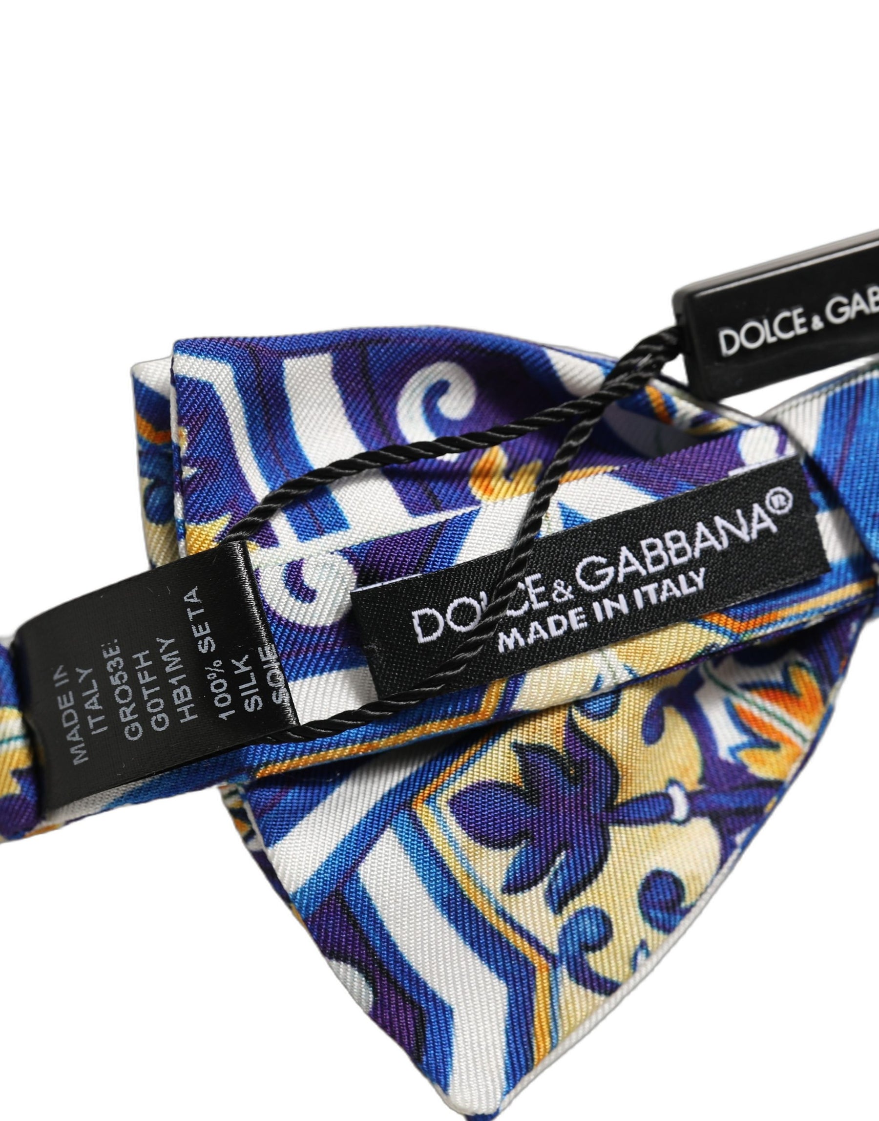 Dolce & Gabbana Men Multicolor Majolica Adjustable Neck Papillon Bow Tie | Regal Royce