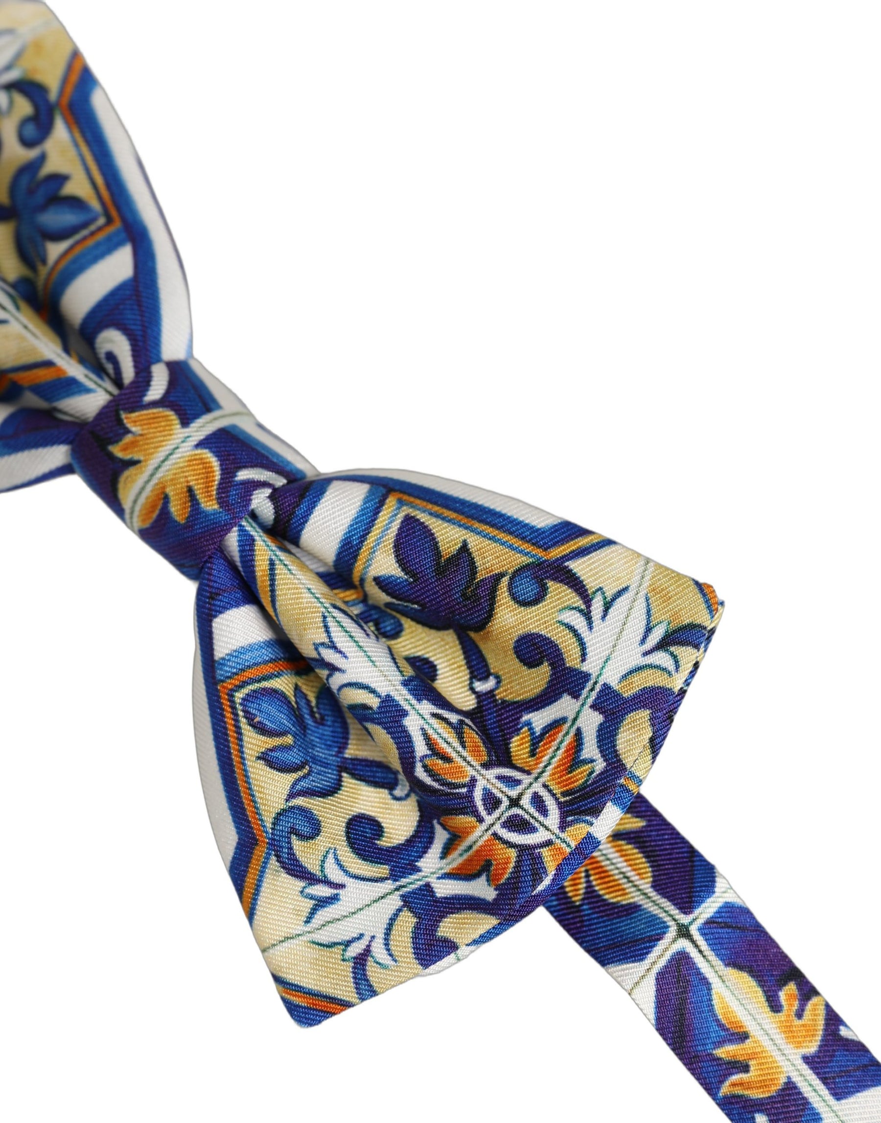 Dolce & Gabbana Men Multicolor Majolica Adjustable Neck Papillon Bow Tie | Regal Royce
