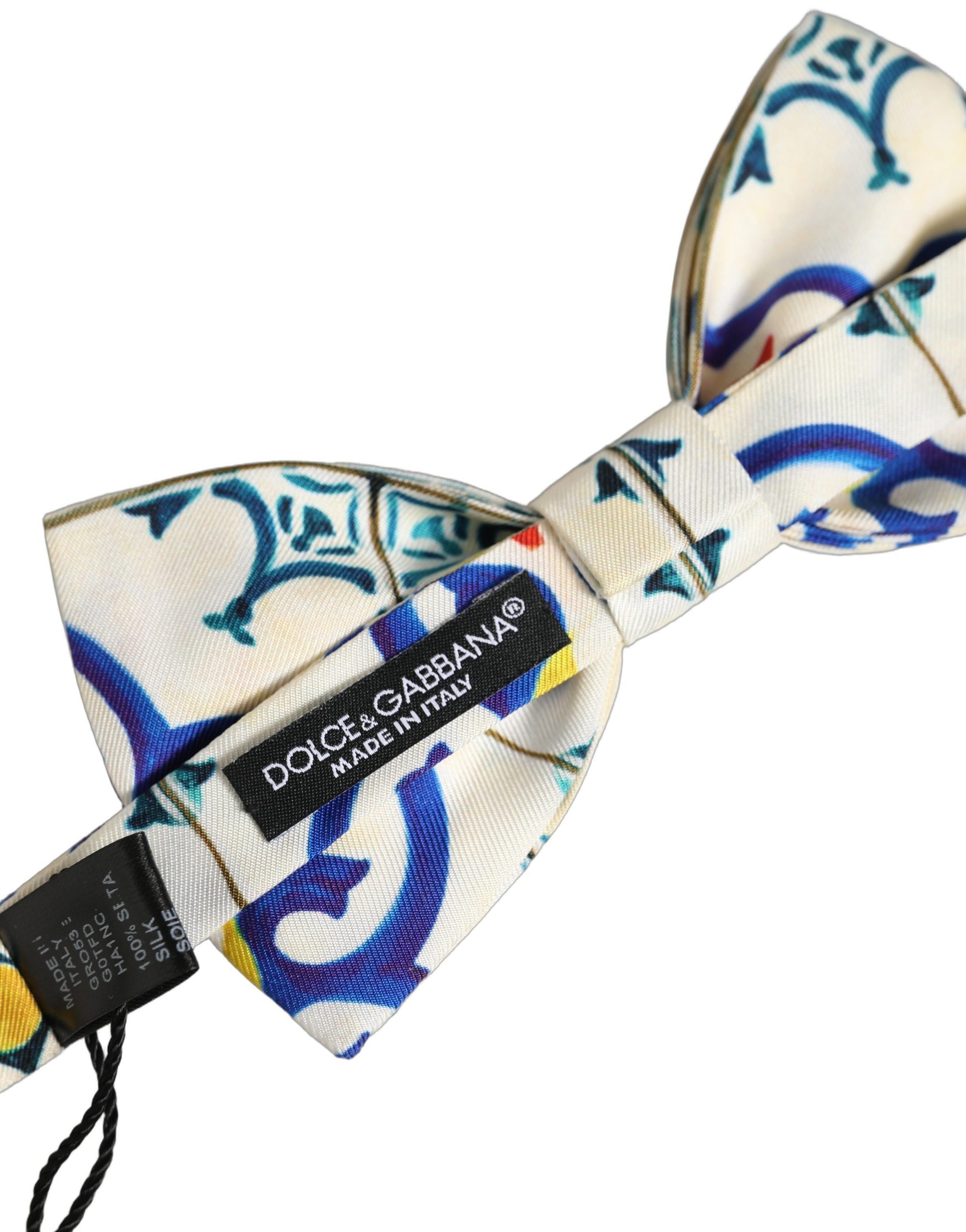 Dolce & Gabbana Men Multicolor Majolica Adjustable Neck Papillon Bow Tie | Regal Royce