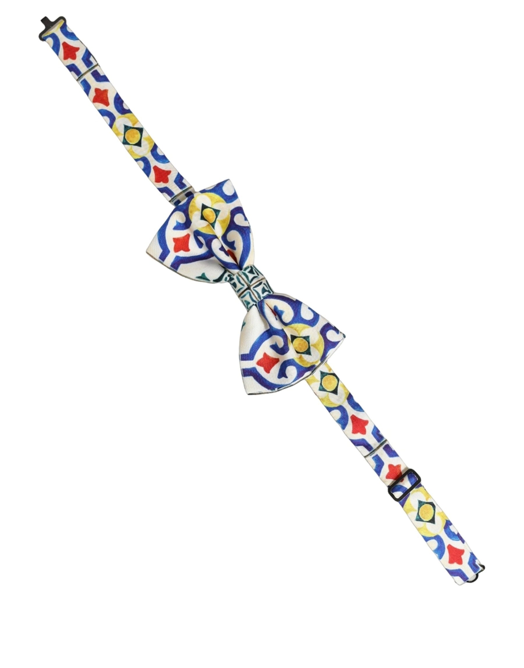 Dolce & Gabbana Men Multicolor Majolica Adjustable Neck Papillon Bow Tie | Regal Royce