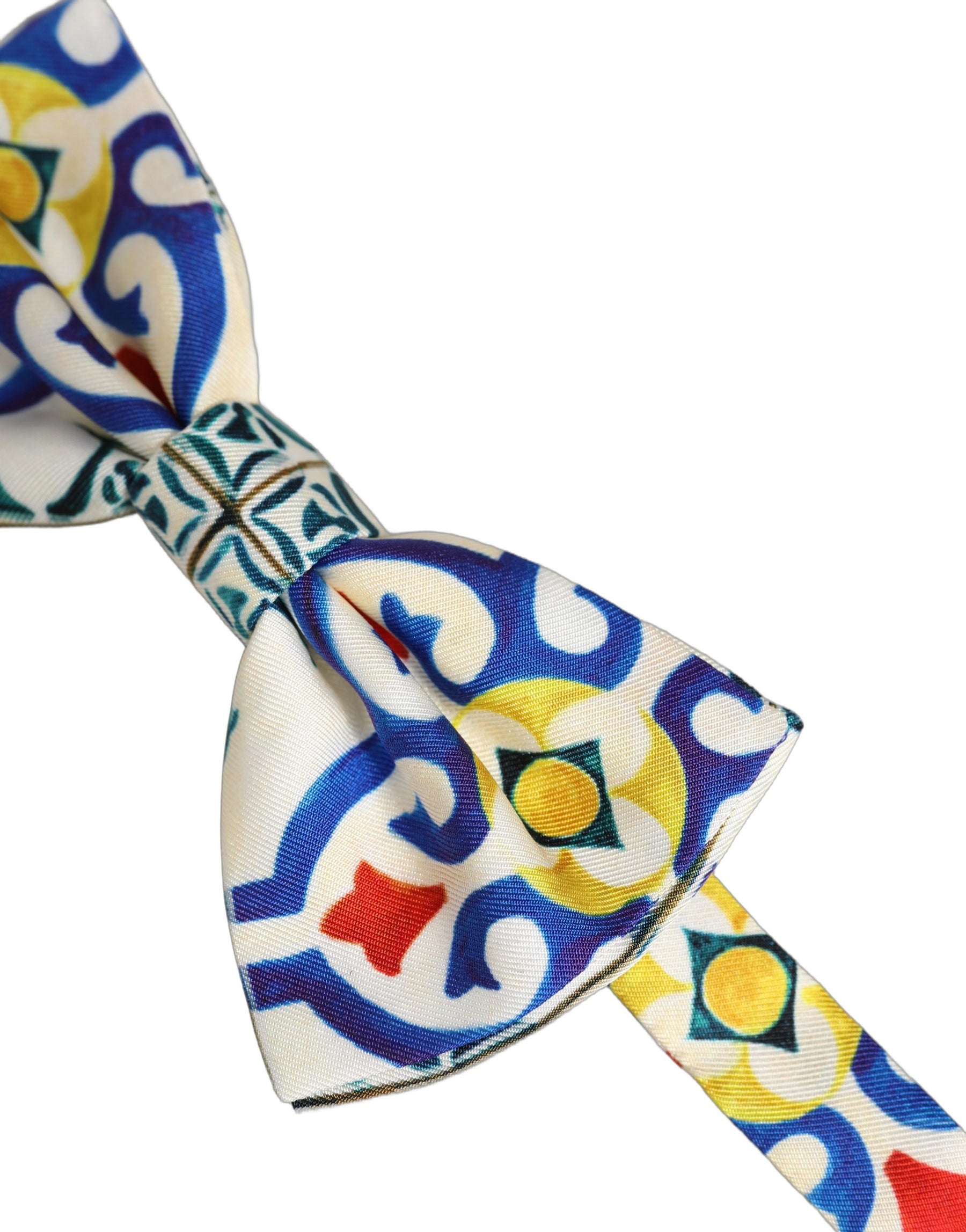 Dolce & Gabbana Men Multicolor Majolica Adjustable Neck Papillon Bow Tie | Regal Royce