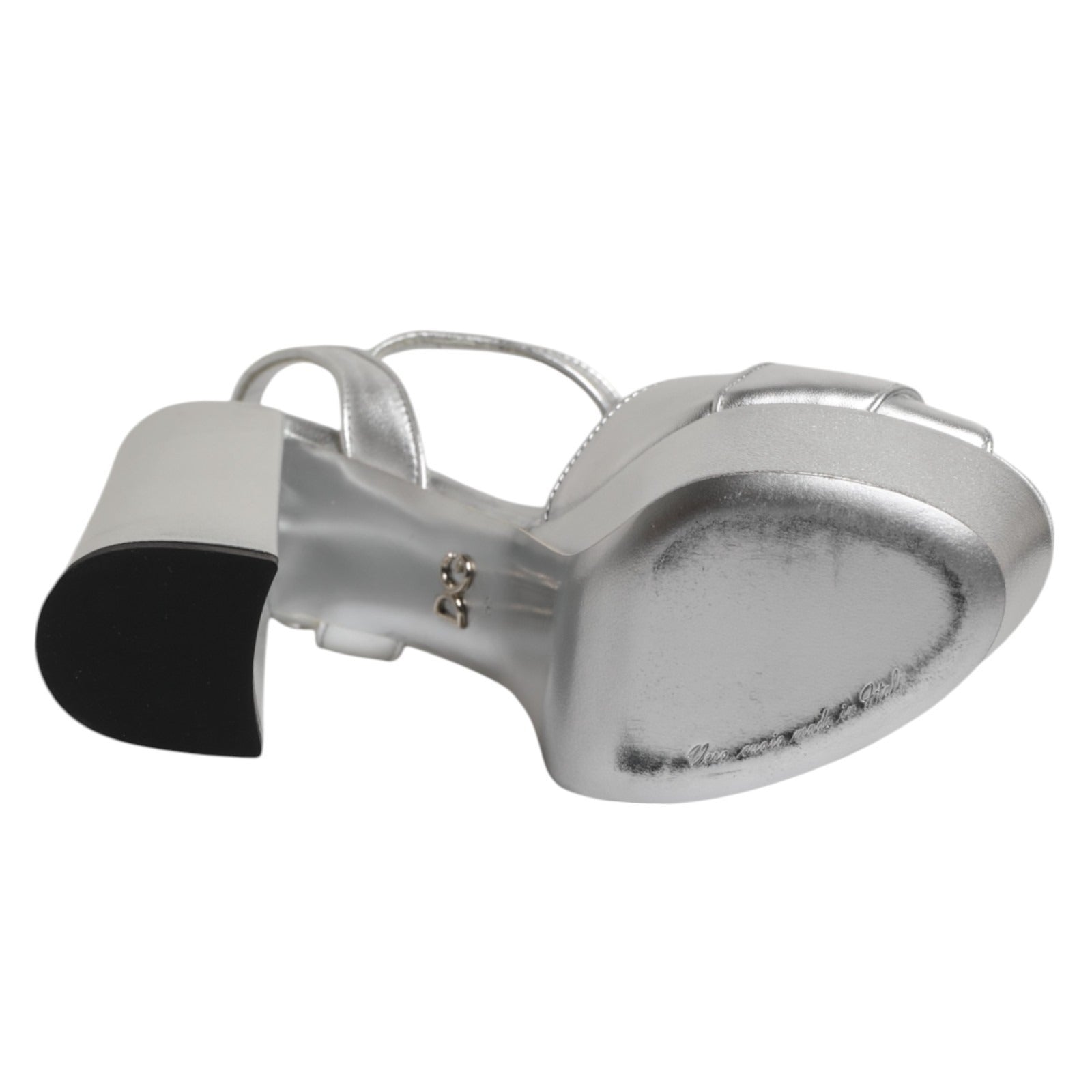 Dolce & Gabbana Silver Logo Ankle Strap Heels Sandals Shoes | Regal Royce