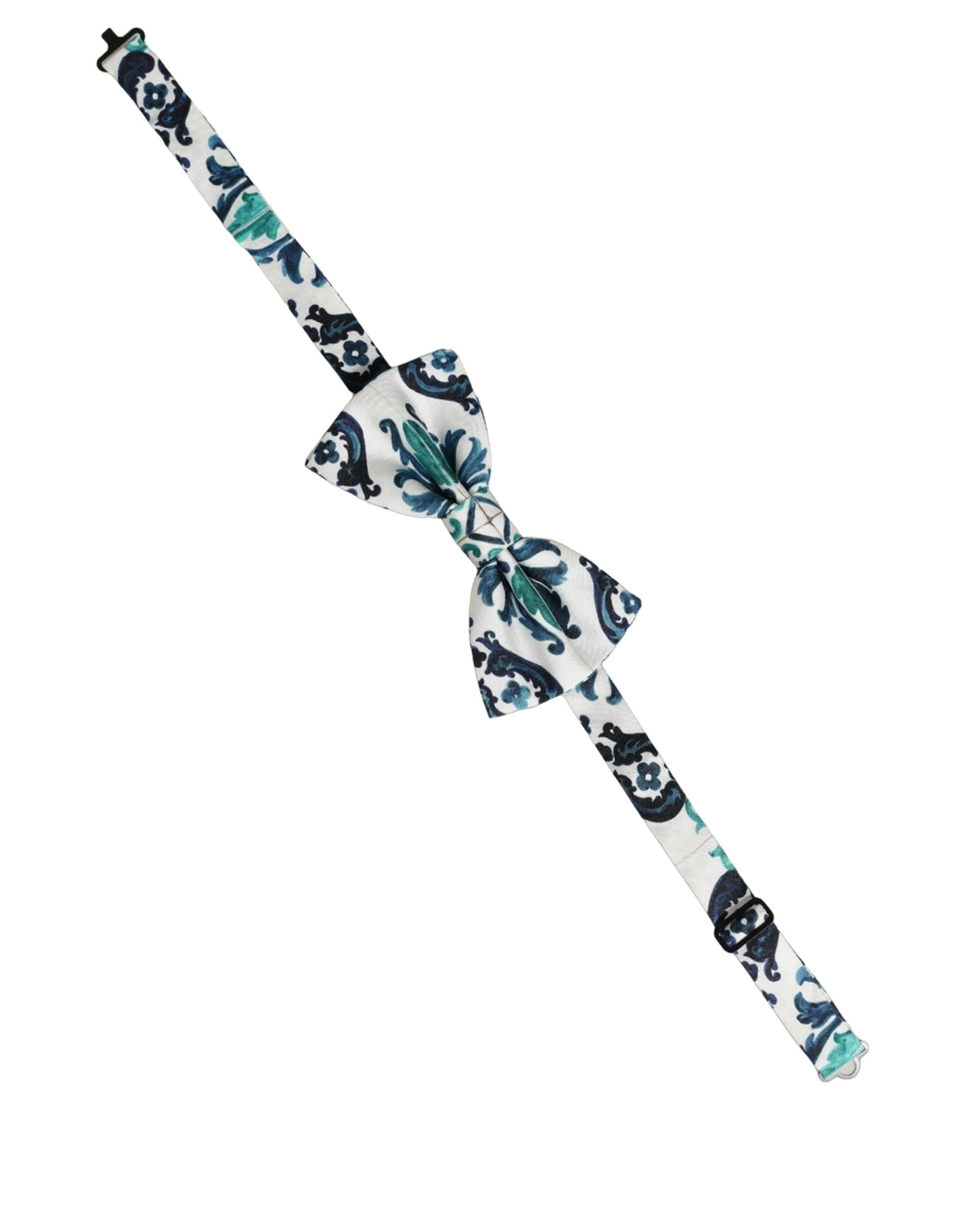 Dolce & Gabbana Men White Sicilian Silk Adjustable Neck Papillon Bow Tie | Regal Royce