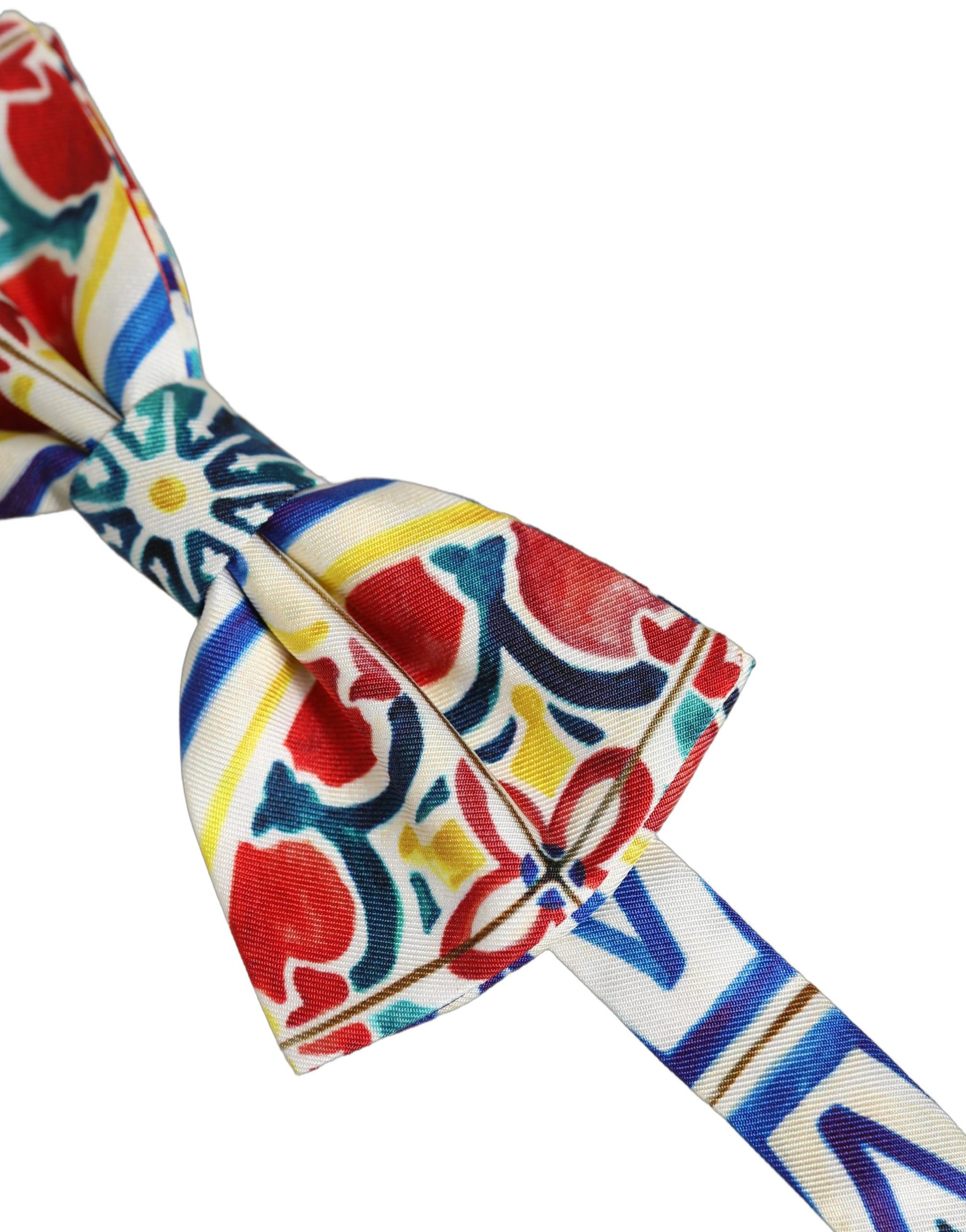 Dolce & Gabbana Men Multicolor Majolica Adjustable Neck Papillon Bow Tie | Regal Royce