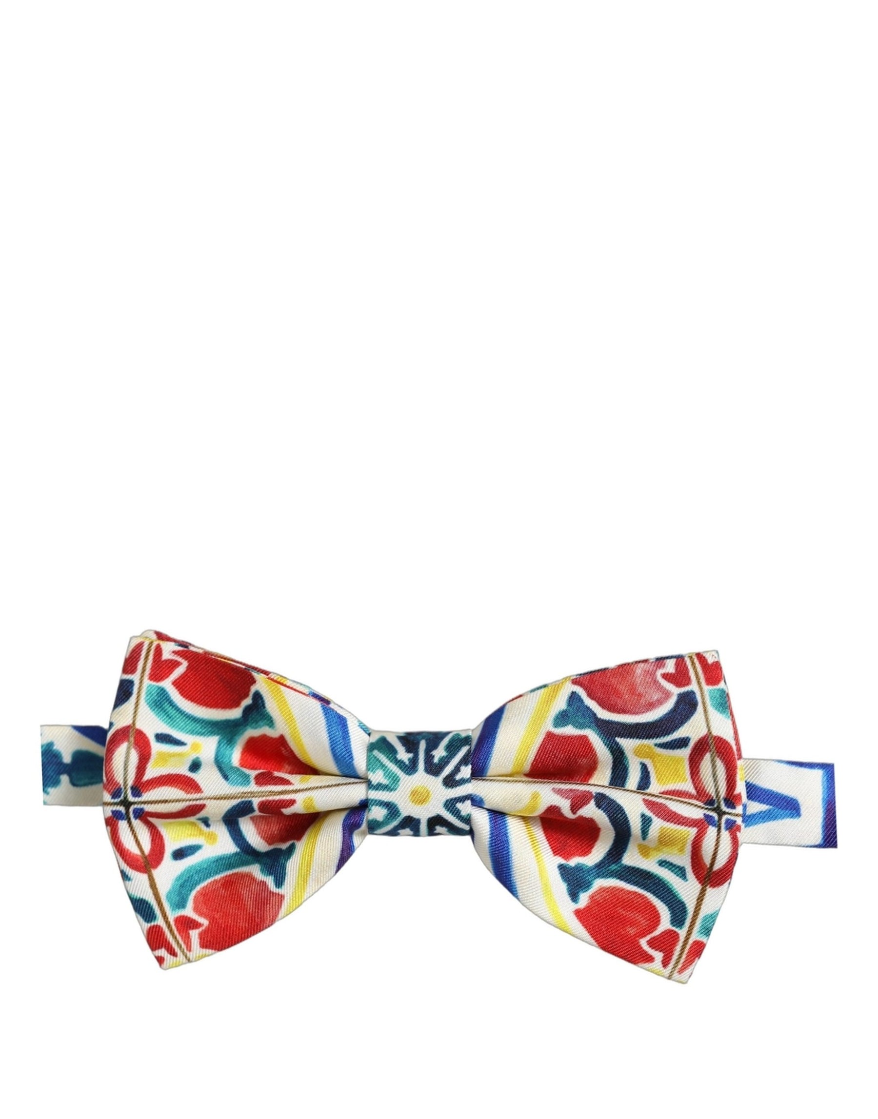 Dolce & Gabbana Men Multicolor Majolica Adjustable Neck Papillon Bow Tie | Regal Royce