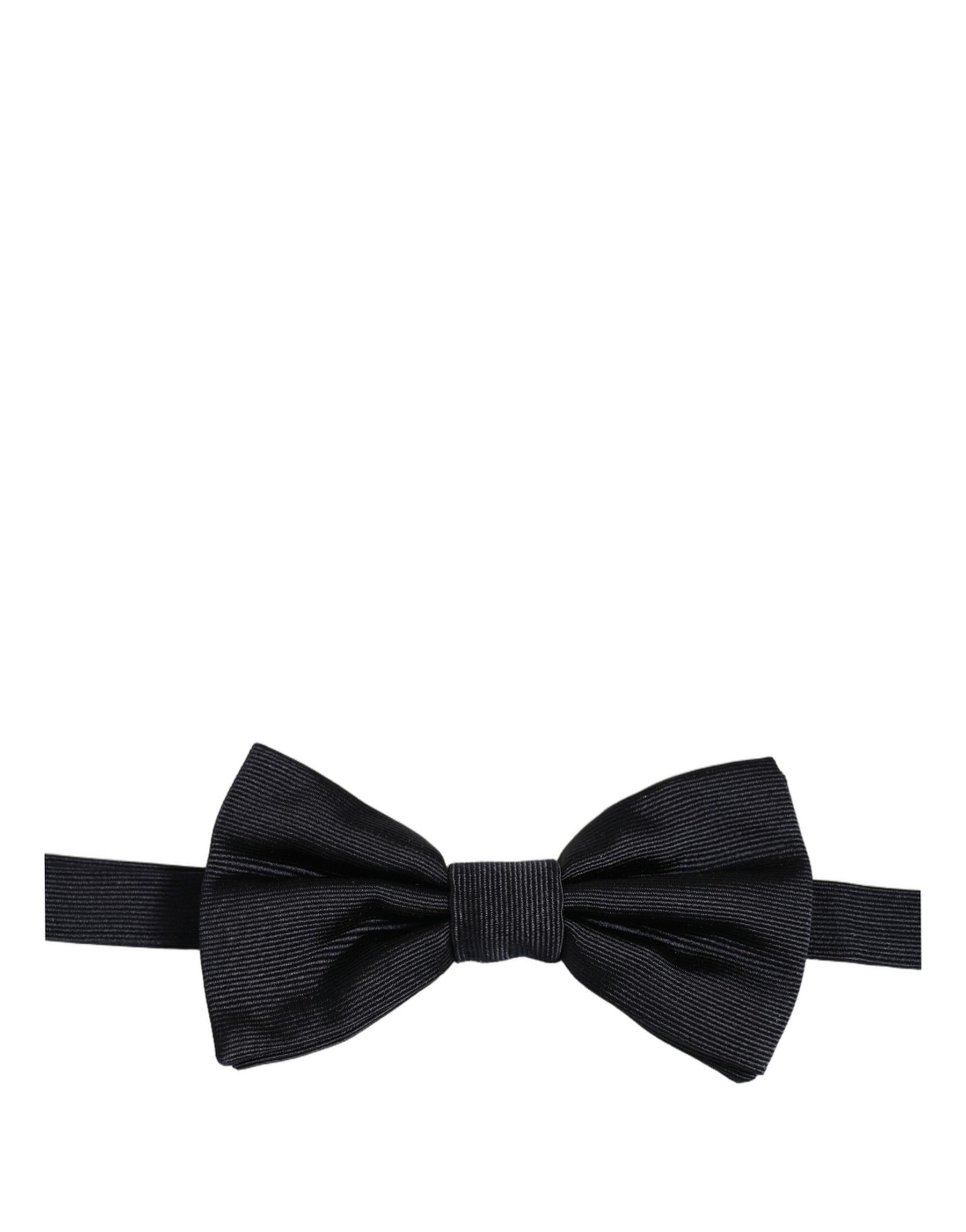 Dolce & Gabbana Men Black 100% Silk Adjustable Neck Papillon Bow Tie | Regal Royce