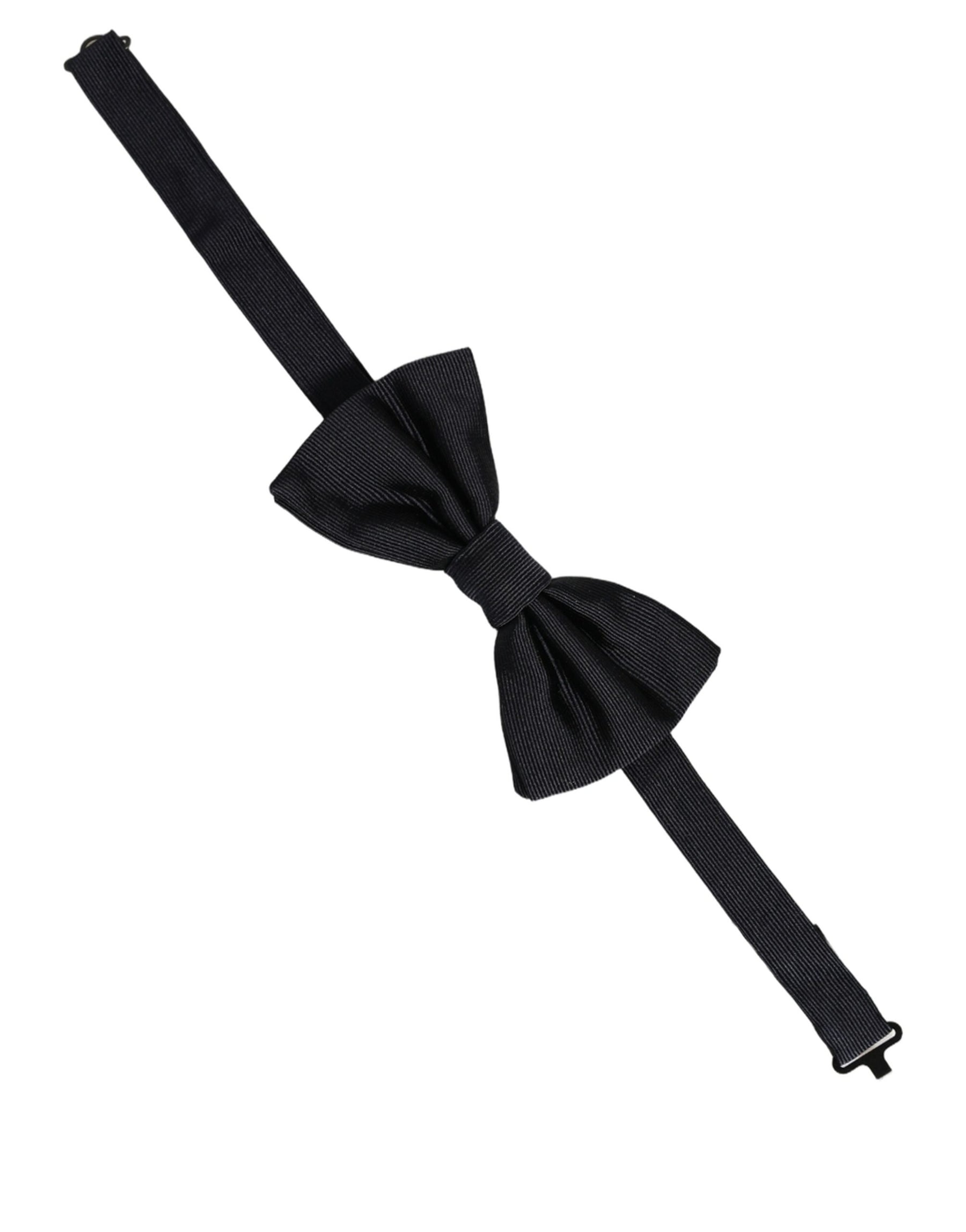 Dolce & Gabbana Men Black 100% Silk Adjustable Neck Papillon Bow Tie | Regal Royce