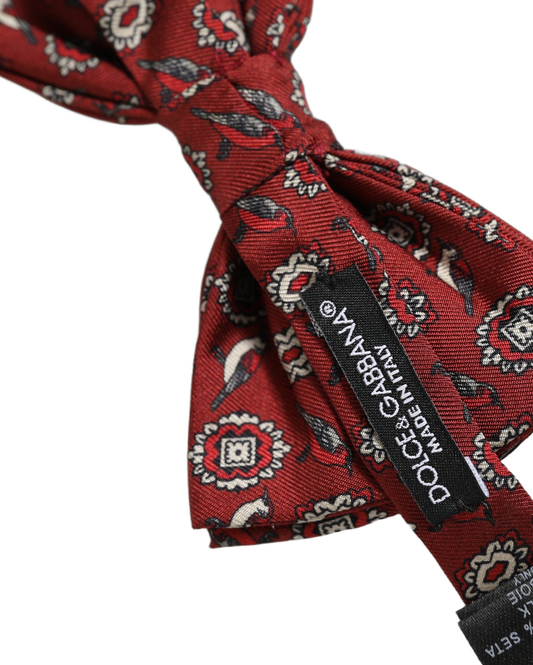 Dolce & Gabbana Men Bordeaux Floral Adjustable Neck Papillon Bow Tie | Regal Royce