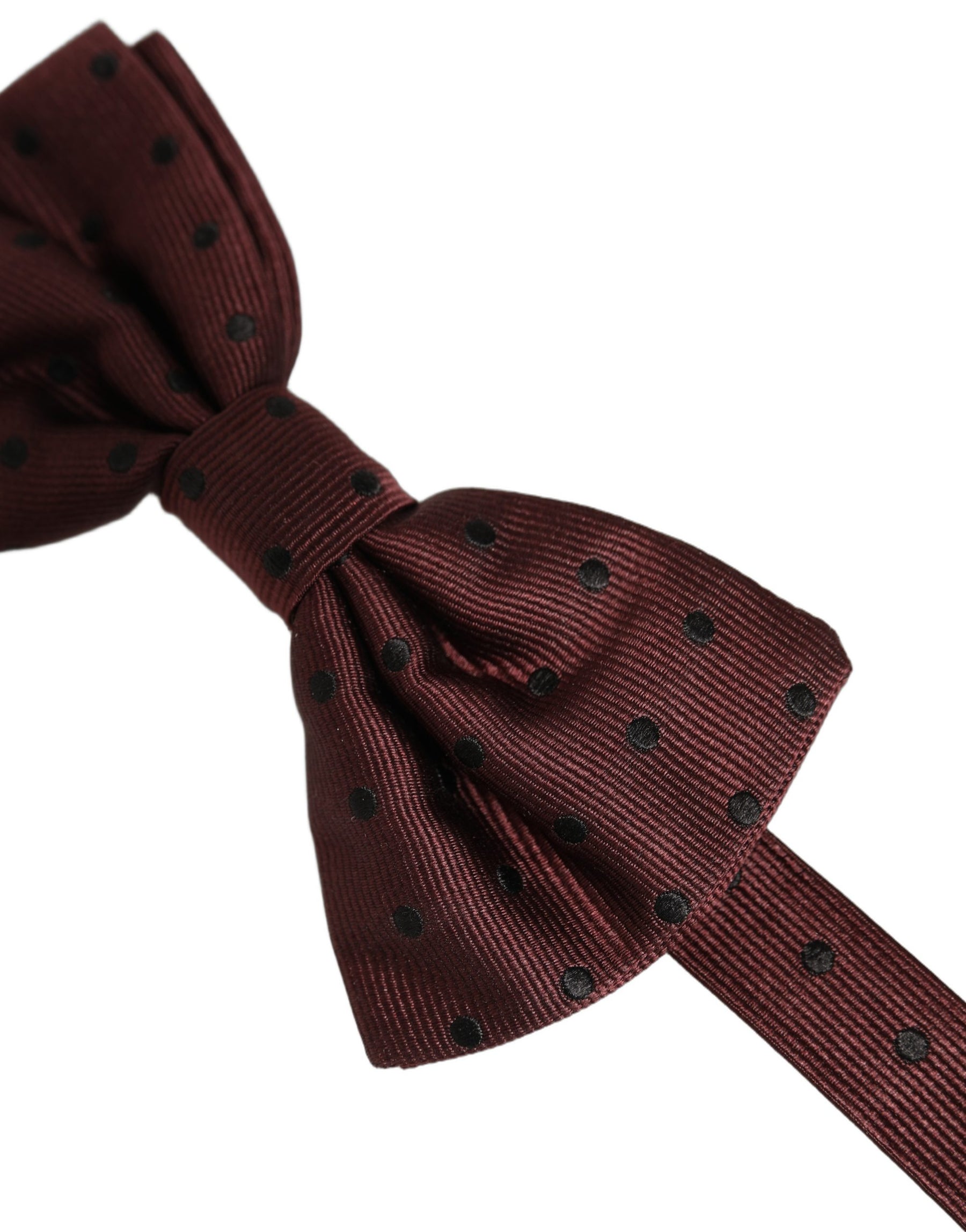 Dolce & Gabbana Burgundy Polka Dot Silk Adjustable Neck Papillon Bow Tie | Regal Royce