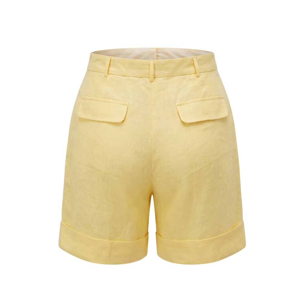 Trussardi Jeans Yellow Flax Women Shorts | Regal Royce