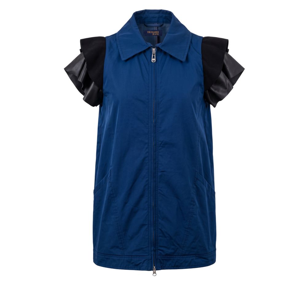 Trussardi Jeans Blue Polyester Women Jacket | Regal Royce
