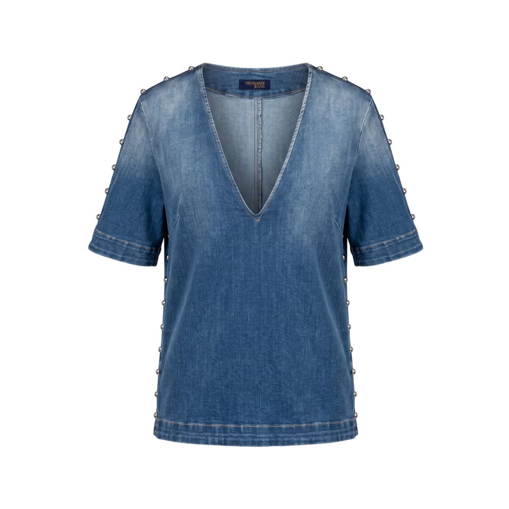 Trussardi Jeans Blue Cotton Women Shirt | Regal Royce