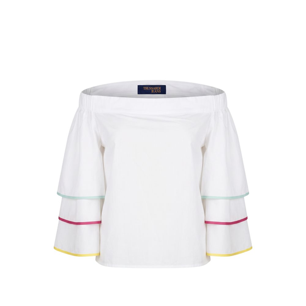 Trussardi Jeans White Cotton Women Shirt | Regal Royce