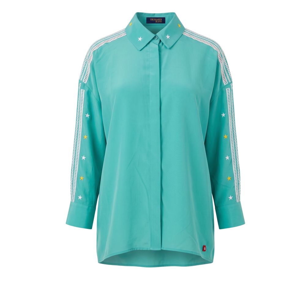 Trussardi Jeans Green Polyester Women Shirt | Regal Royce