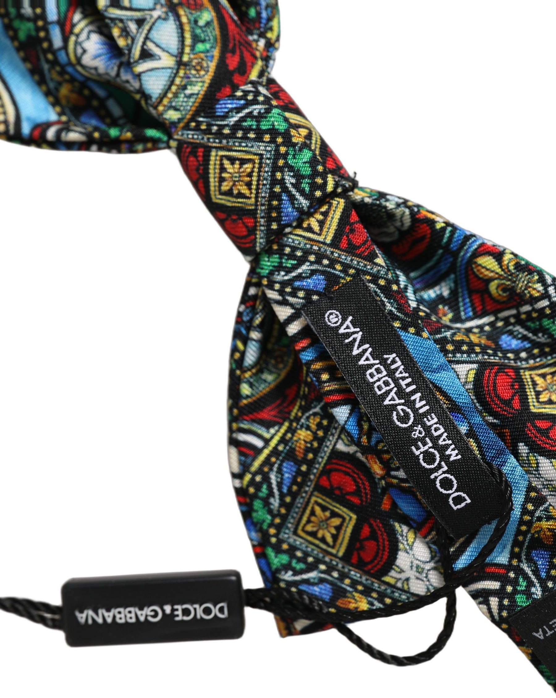 Dolce & Gabbana Men Multicolor Sicilian Adjustable Neck Papillon Bow Tie | Regal Royce