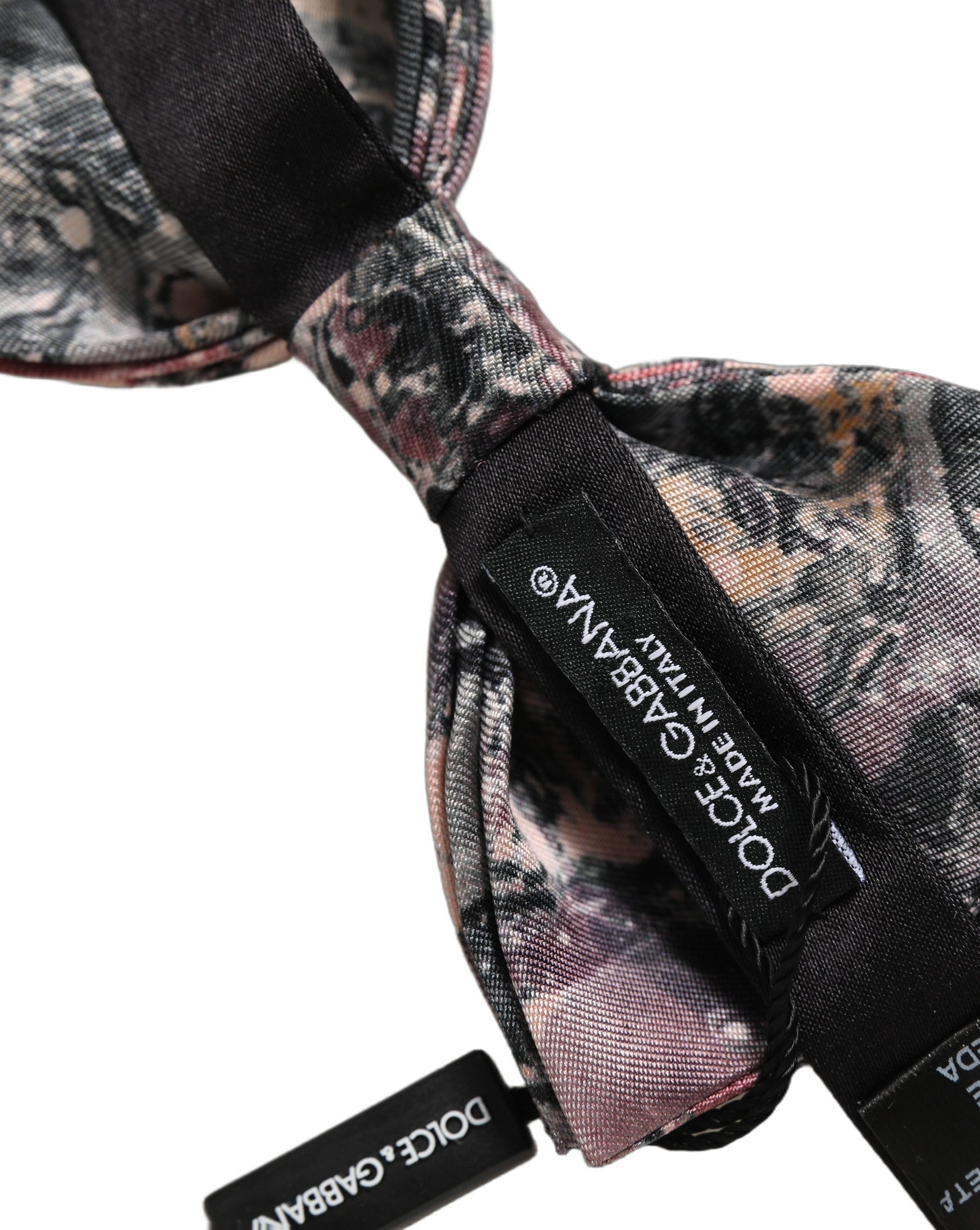 Dolce & Gabbana Multicolor Marble Silk Adjustable Neck Papillon Bow Tie | Regal Royce