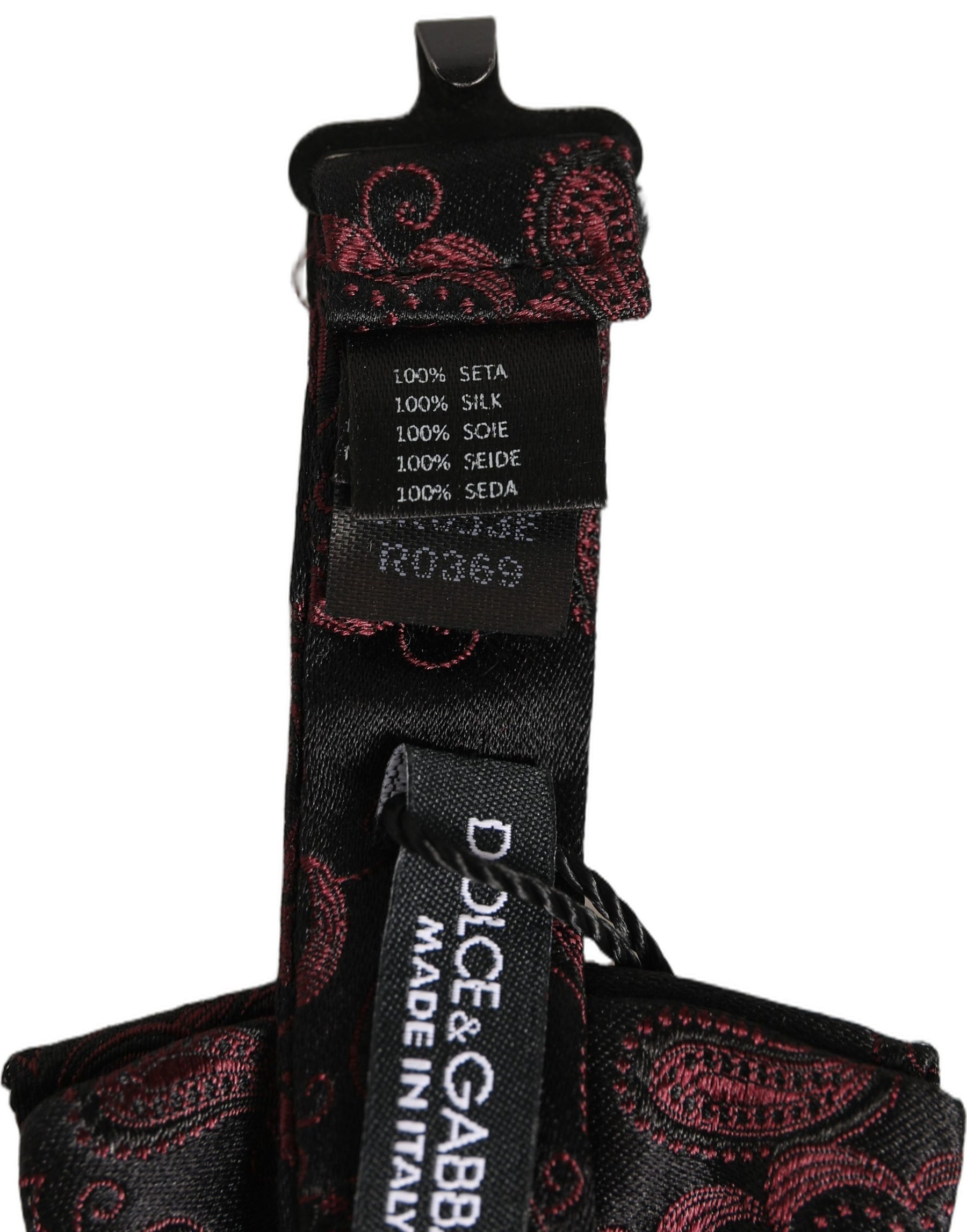 Dolce & Gabbana Burgundy Paisley Silk Adjustable Neck Papillon Bow Tie | Regal Royce