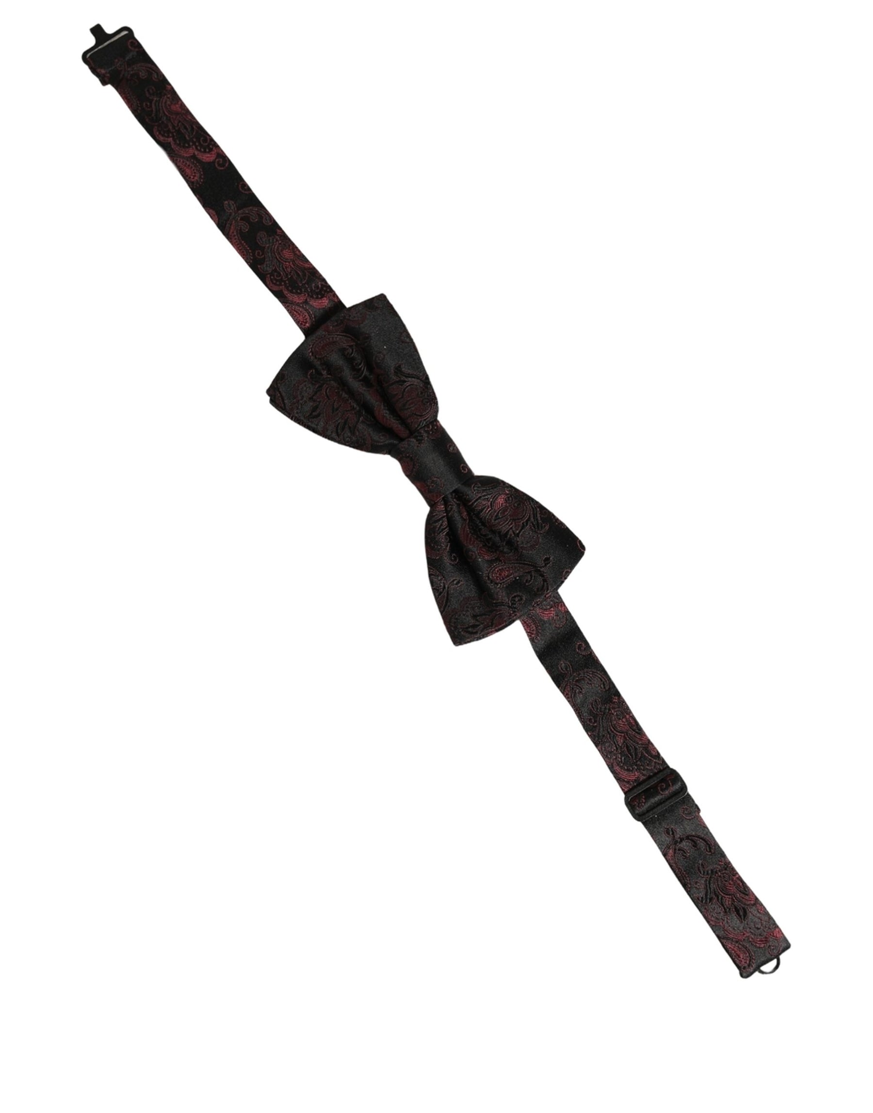 Dolce & Gabbana Burgundy Paisley Silk Adjustable Neck Papillon Bow Tie | Regal Royce