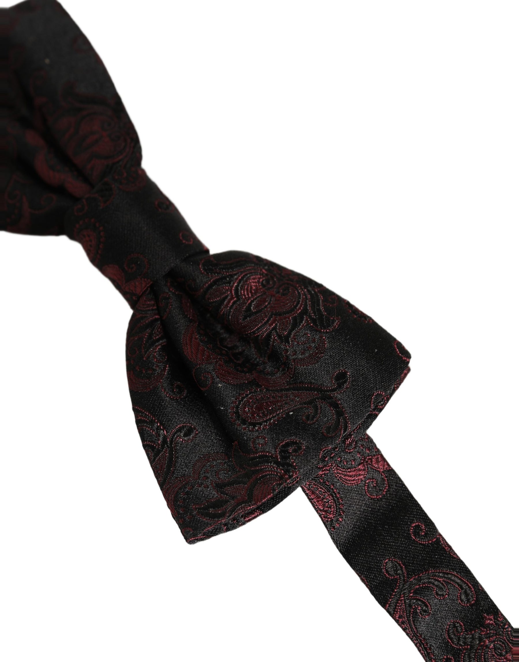 Dolce & Gabbana Burgundy Paisley Silk Adjustable Neck Papillon Bow Tie | Regal Royce