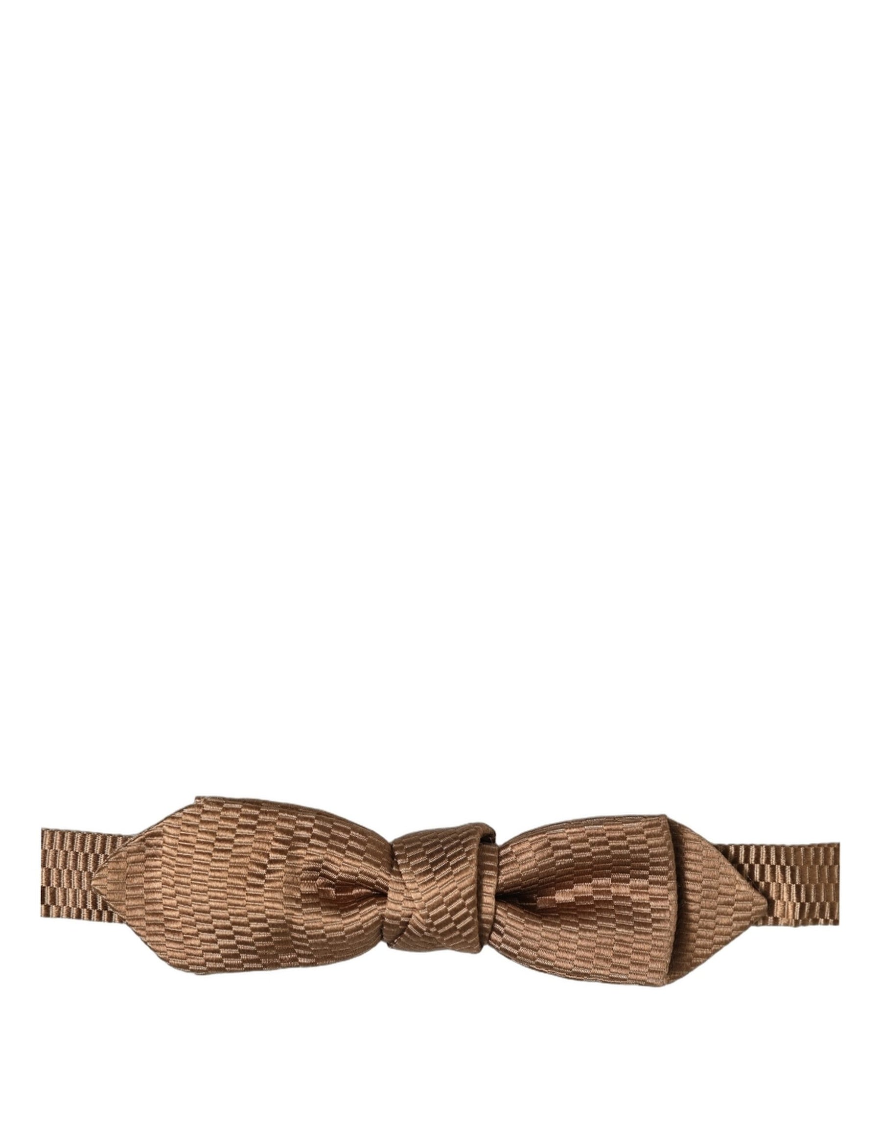 Dolce & Gabbana Men Brown Gold Silk Adjustable Neck Papillon Bow Tie | Regal Royce