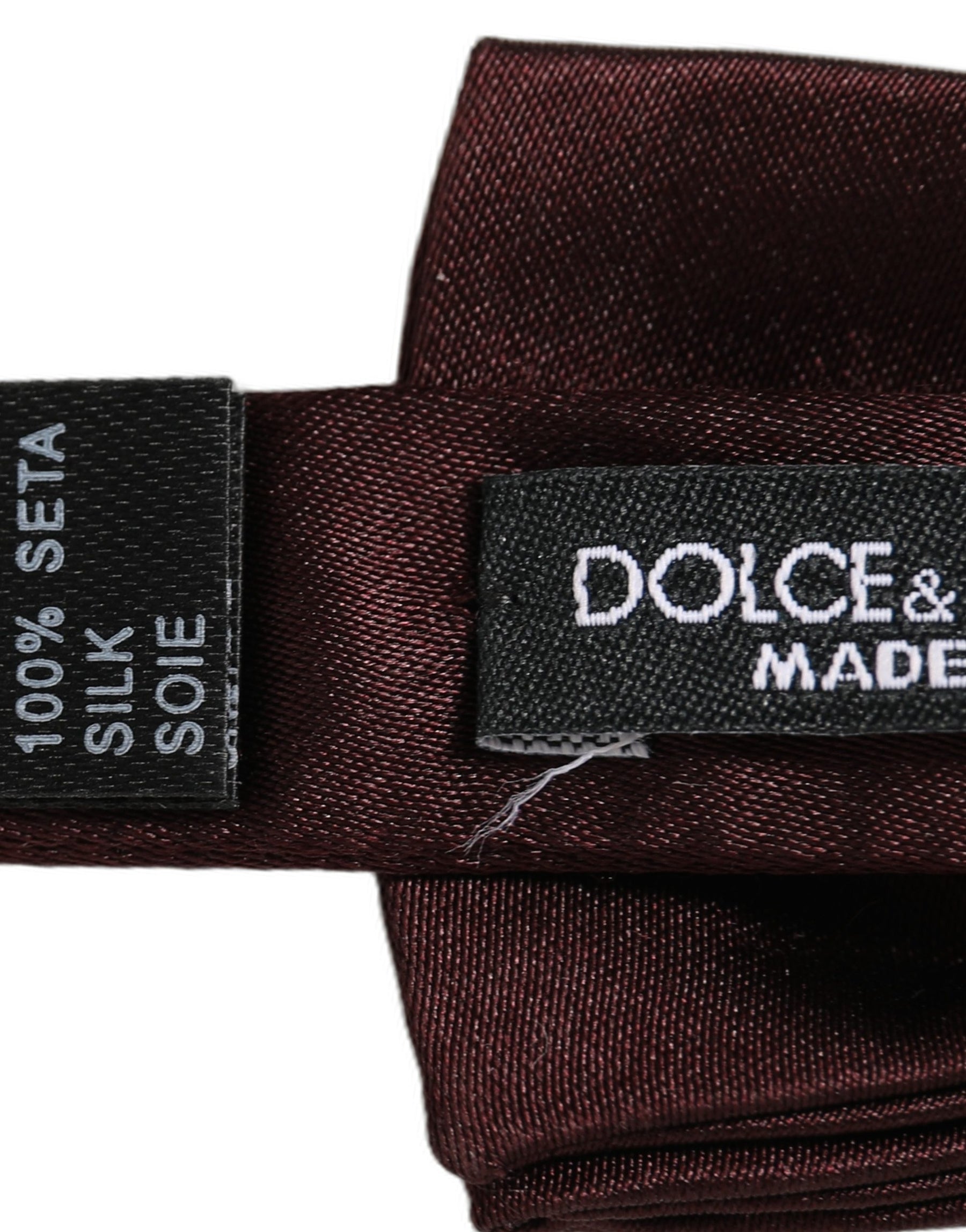 Dolce & Gabbana Men Brown 100% Silk Adjustable Neck Papillon Bow Tie | Regal Royce