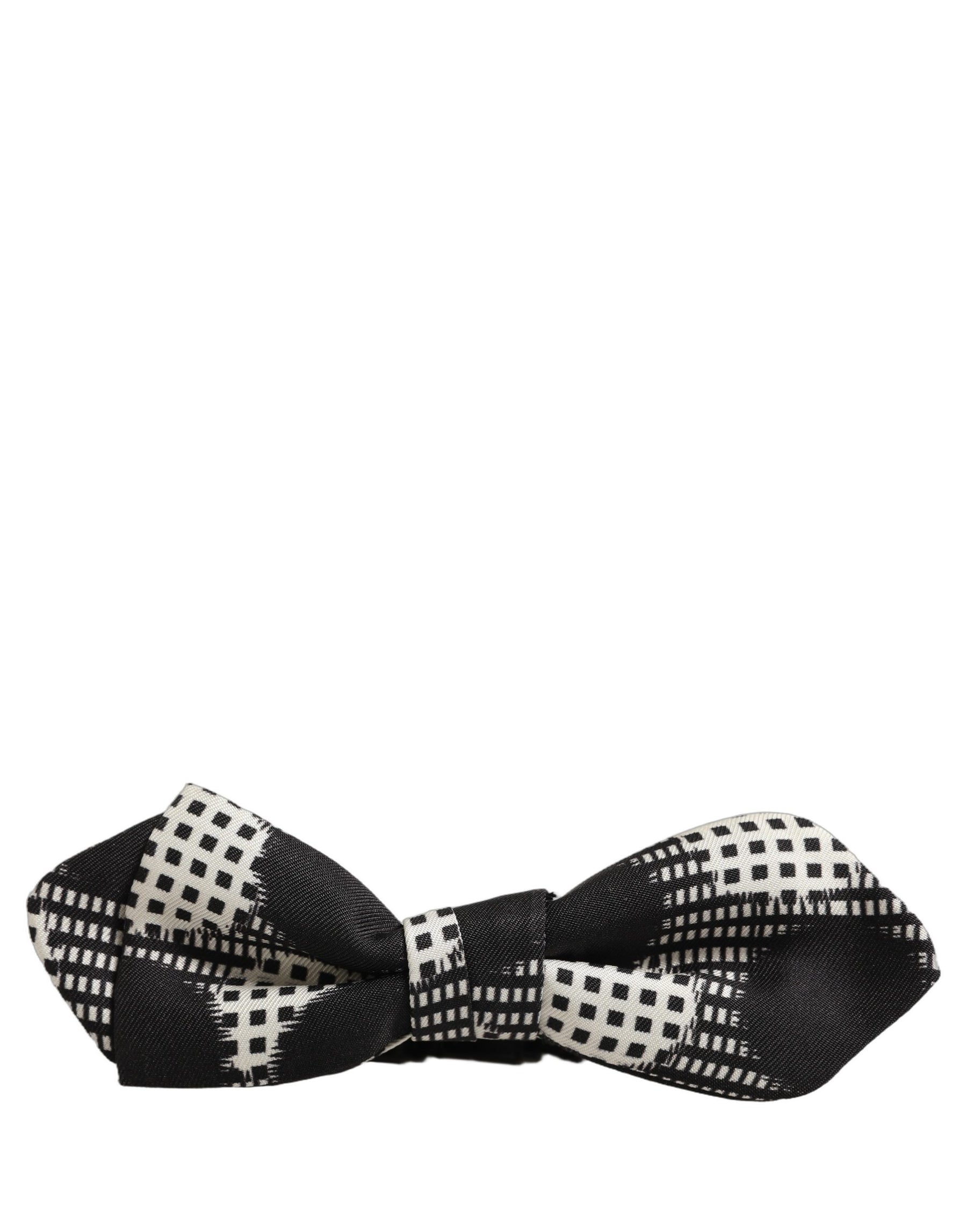 Dolce & Gabbana Black White Checkered Adjustable Neck Papillon Bow Tie | Regal Royce
